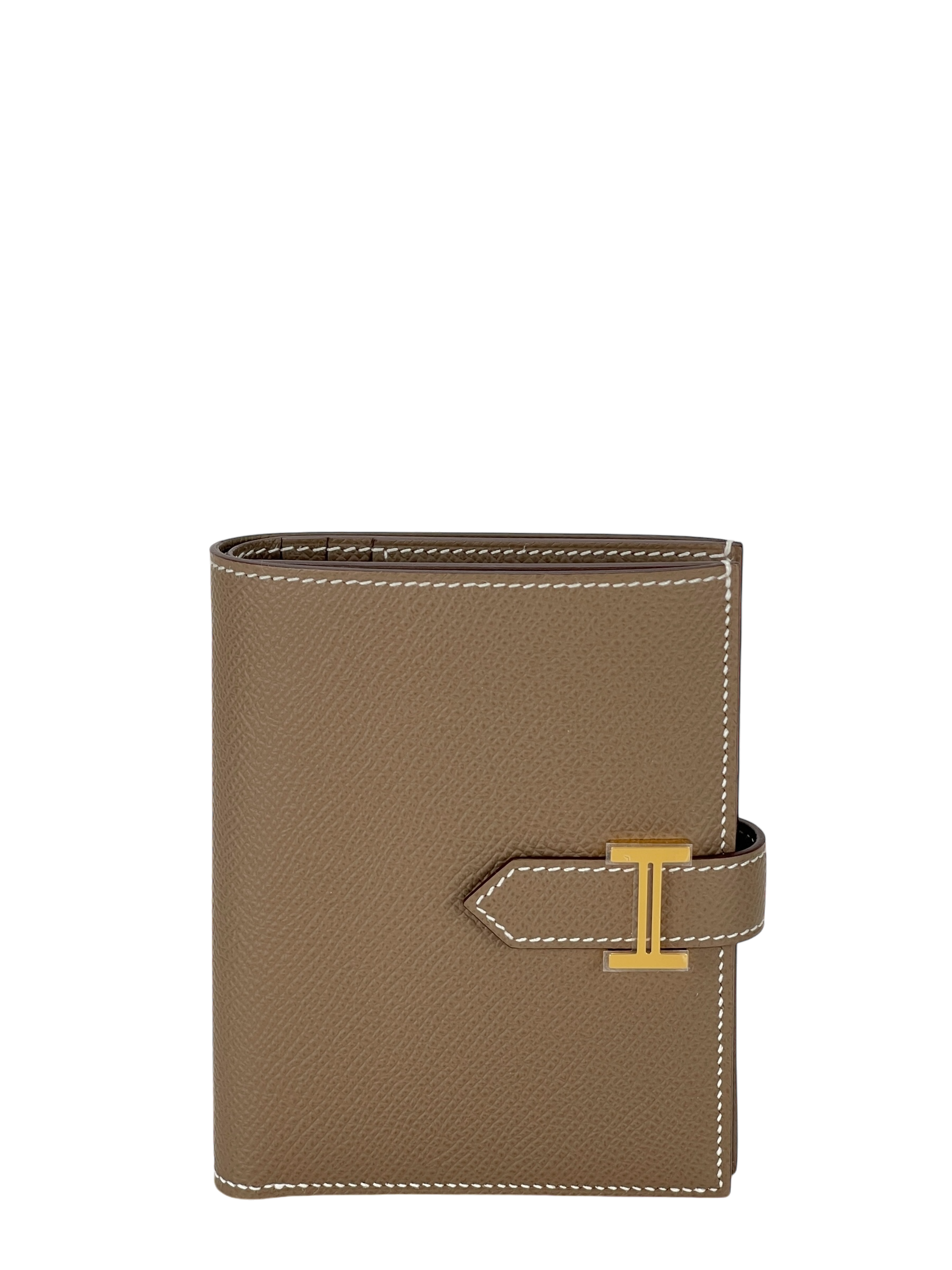 HERMES - Bearn Mini wallet Etoupe Epsom Gold Hardware