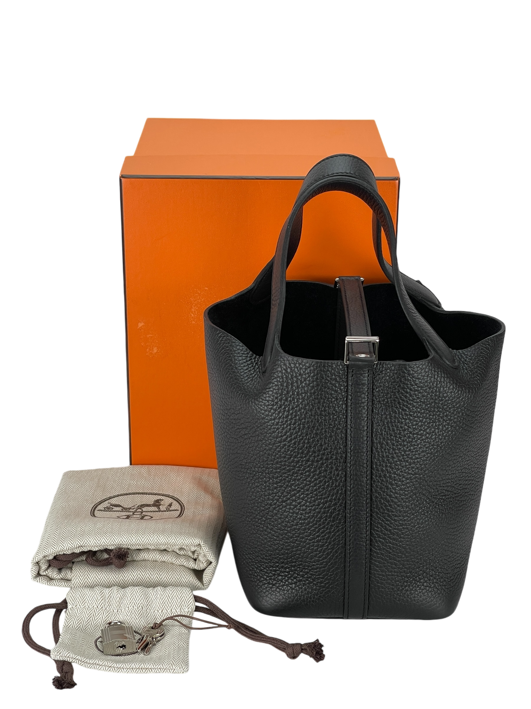 HERMES - Picotin 18 Black Clemence Palladium Hardware