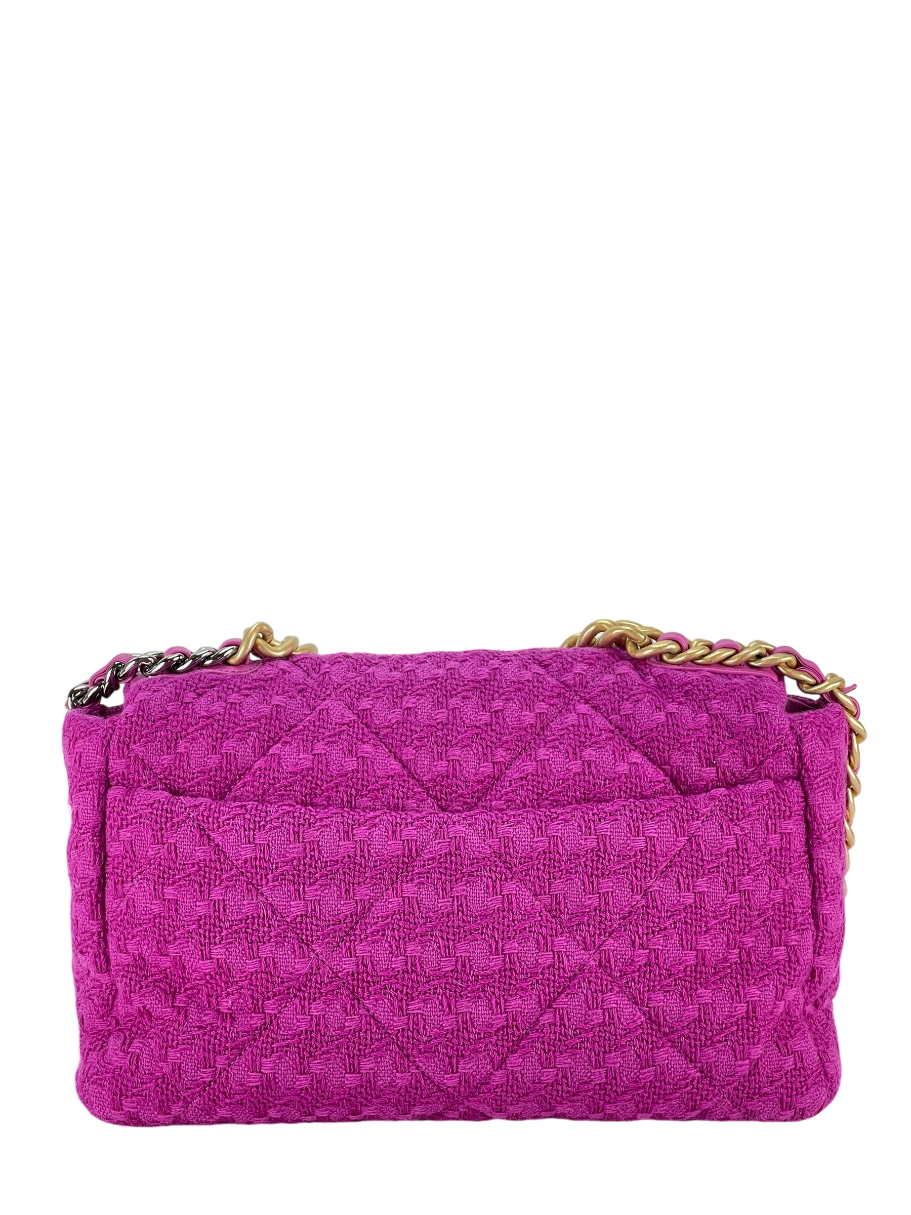 CHANEL - 19 Large Flap Bag Fuchsia Tweed