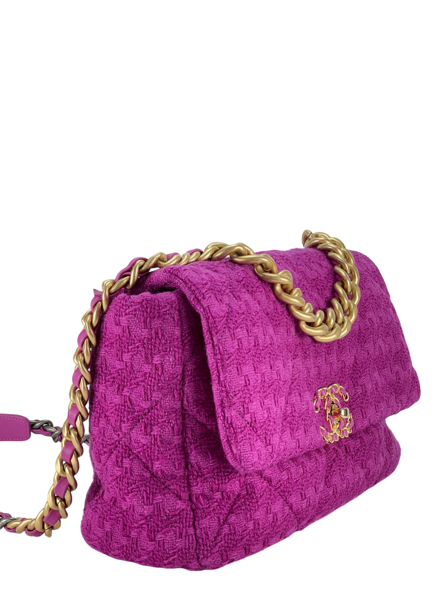 CHANEL - 19 Large Flap Bag Fuchsia Tweed
