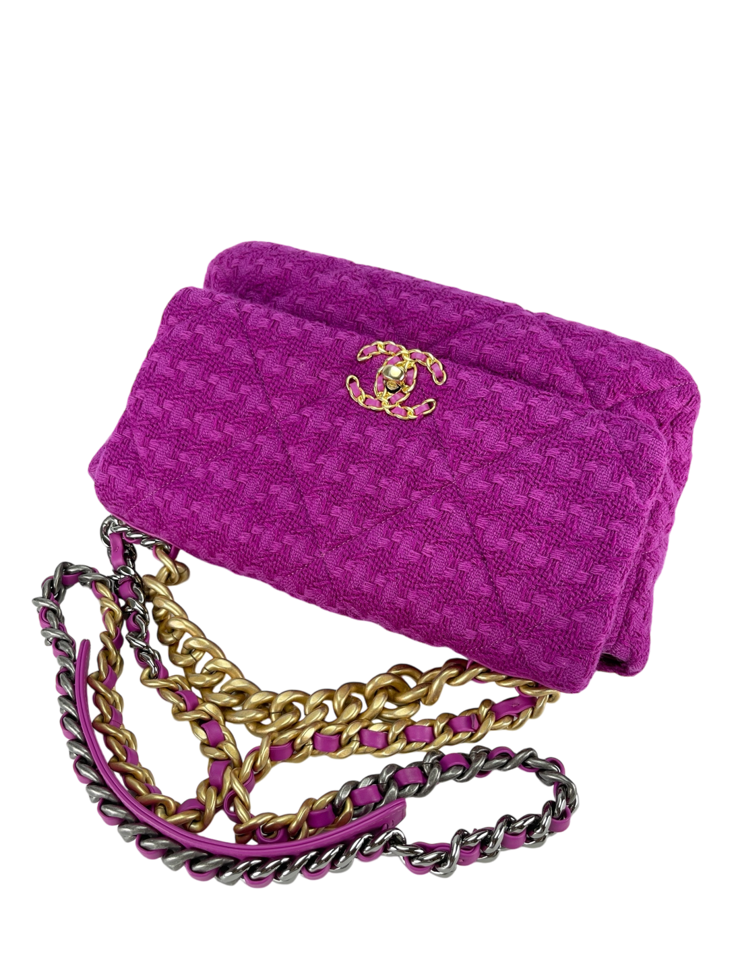 CHANEL - 19 Large Flap Bag Fuchsia Tweed