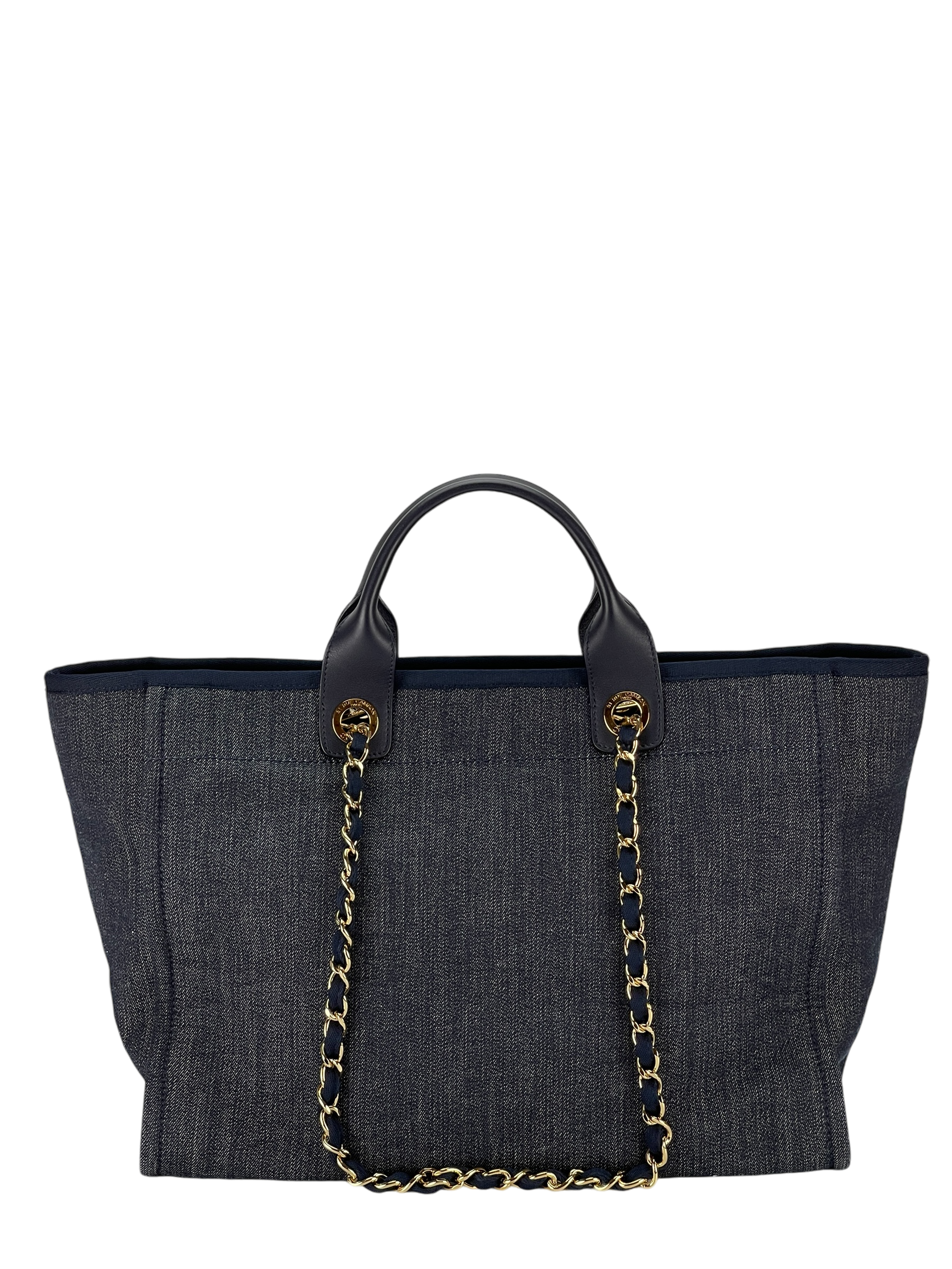 CHANEL - Deauville Tote Navy Blue Denim Gold Hardware