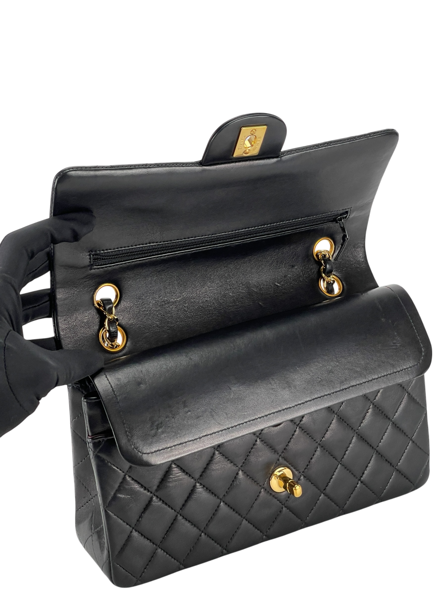 CHANEL - Medium Classic Double Flap Black Lambskin Gold Hardware