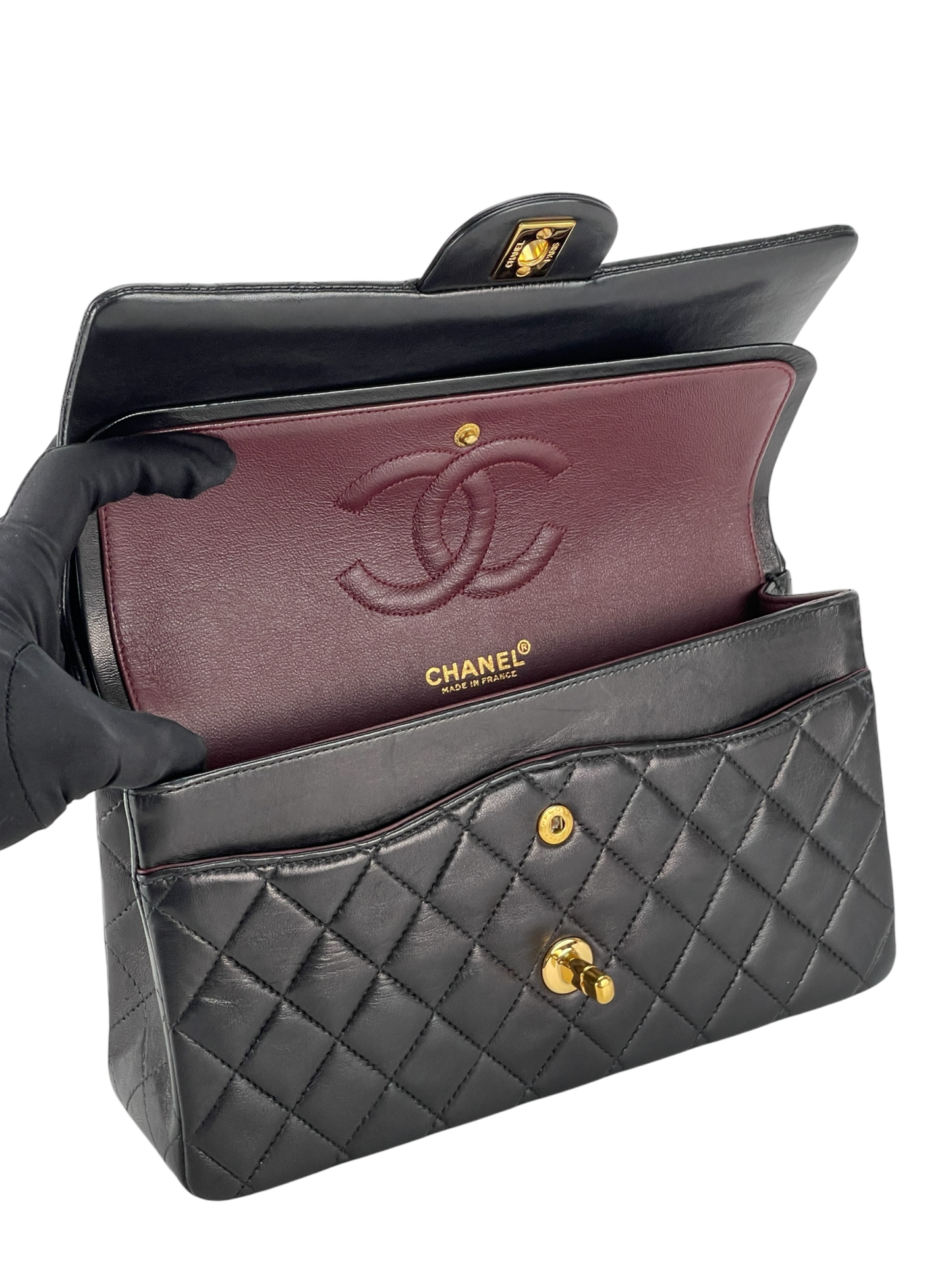 CHANEL - Medium Classic Double Flap Black Lambskin Gold Hardware
