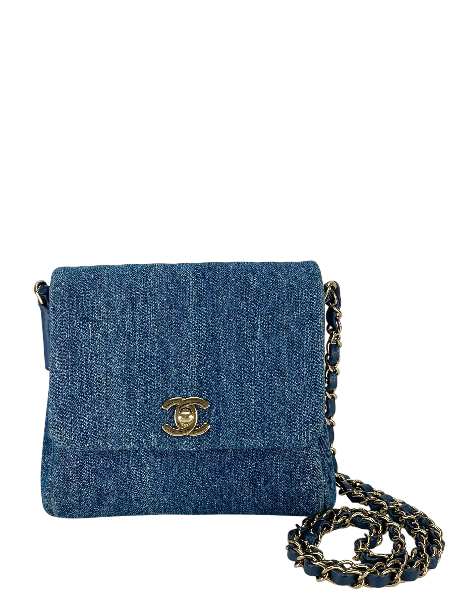 CHANEL - Flap Bag Shoulder Bag Blue Denim