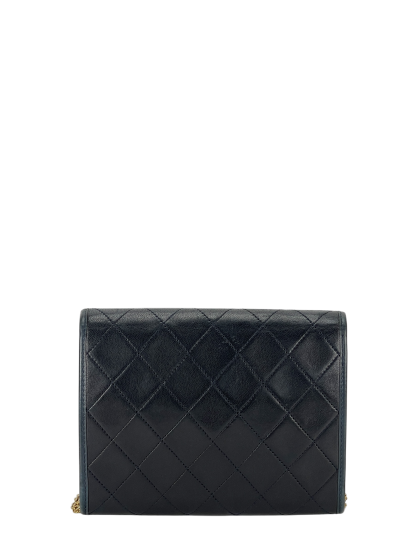 CHANEL - 1980's Small Evening Shoulder Bag Navy Lambskin
