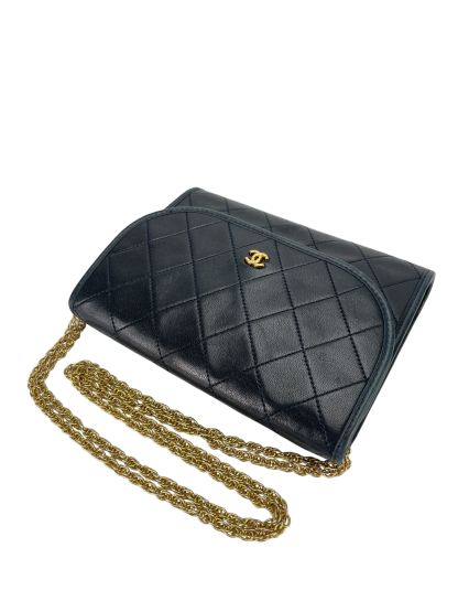 CHANEL - 1980's Small Evening Shoulder Bag Navy Lambskin