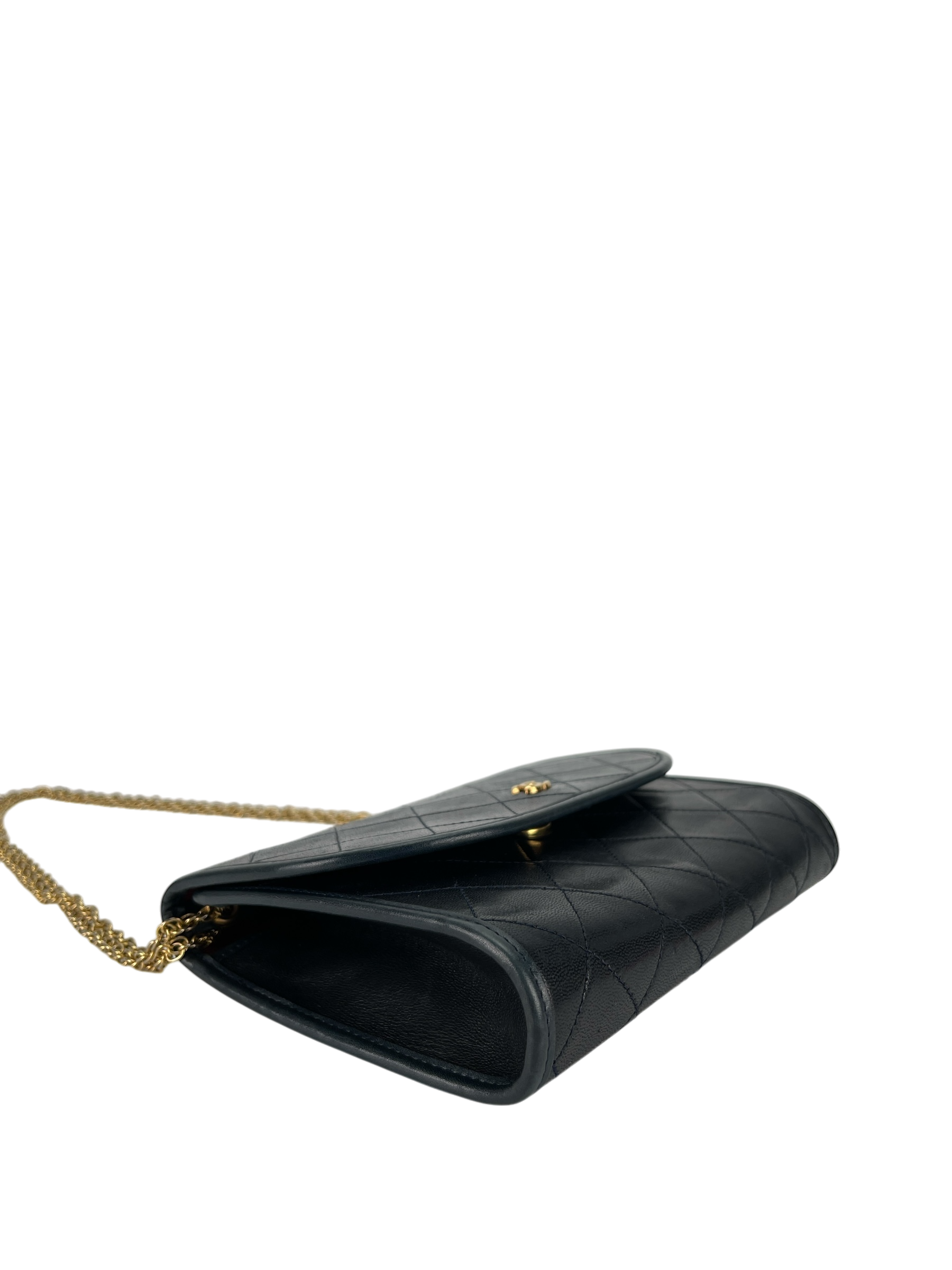 CHANEL - 1980's Small Evening Shoulder Bag Navy Lambskin