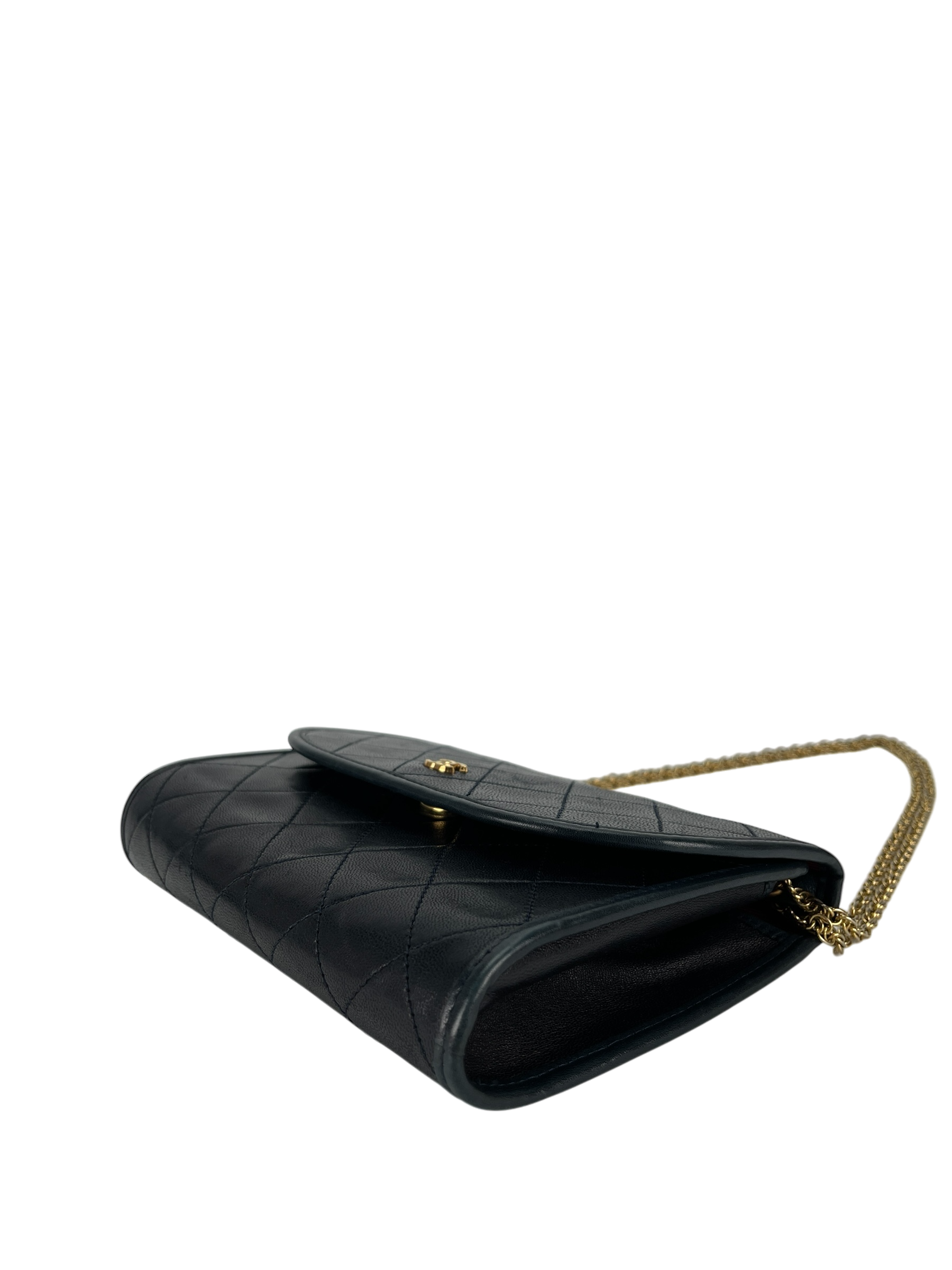 CHANEL - 1980's Small Evening Shoulder Bag Navy Lambskin