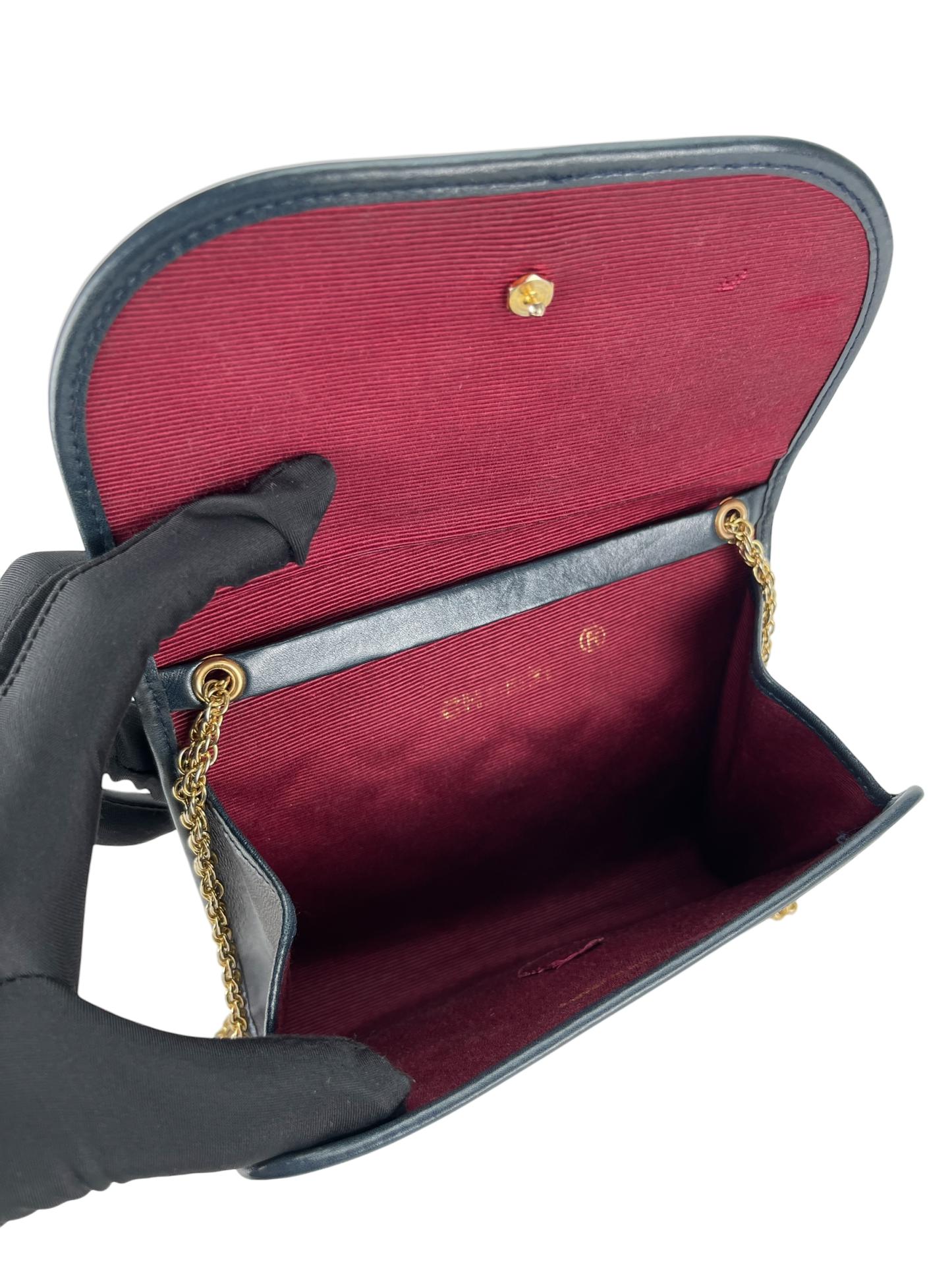 CHANEL - 1980's Small Evening Shoulder Bag Navy Lambskin