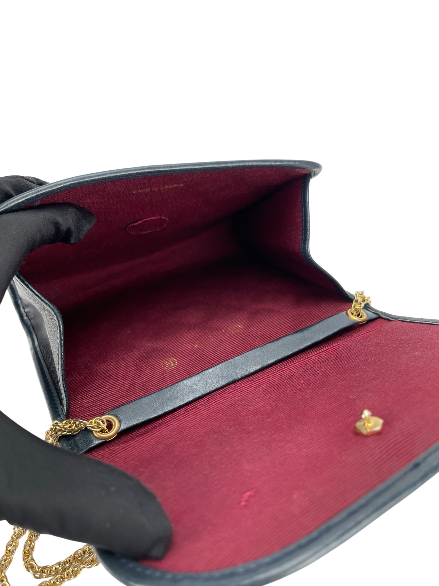 CHANEL - 1980's Small Evening Shoulder Bag Navy Lambskin