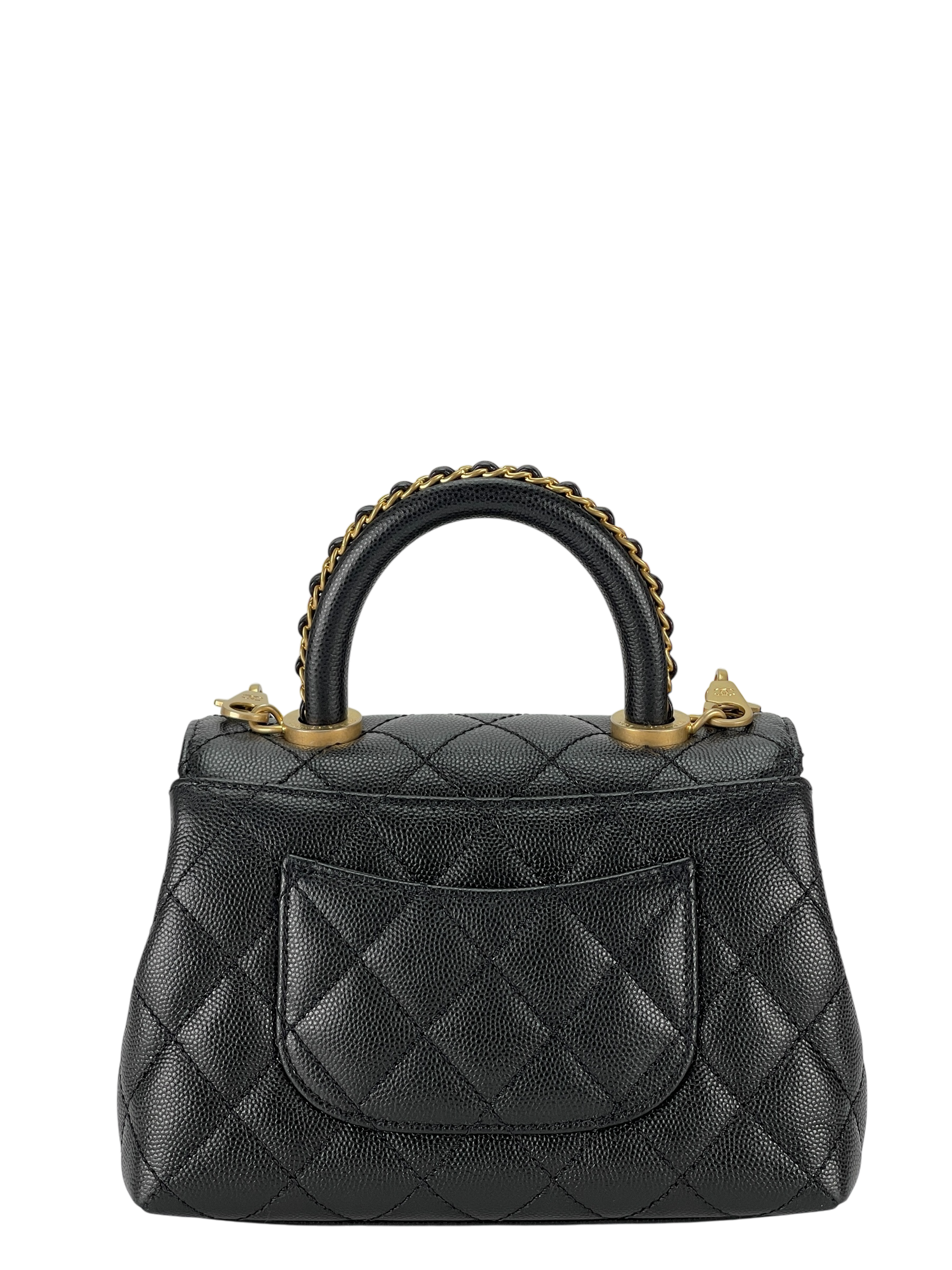 CHANEL - CoCo Handle Small Black Caviar Chain Strap Gold Hardware