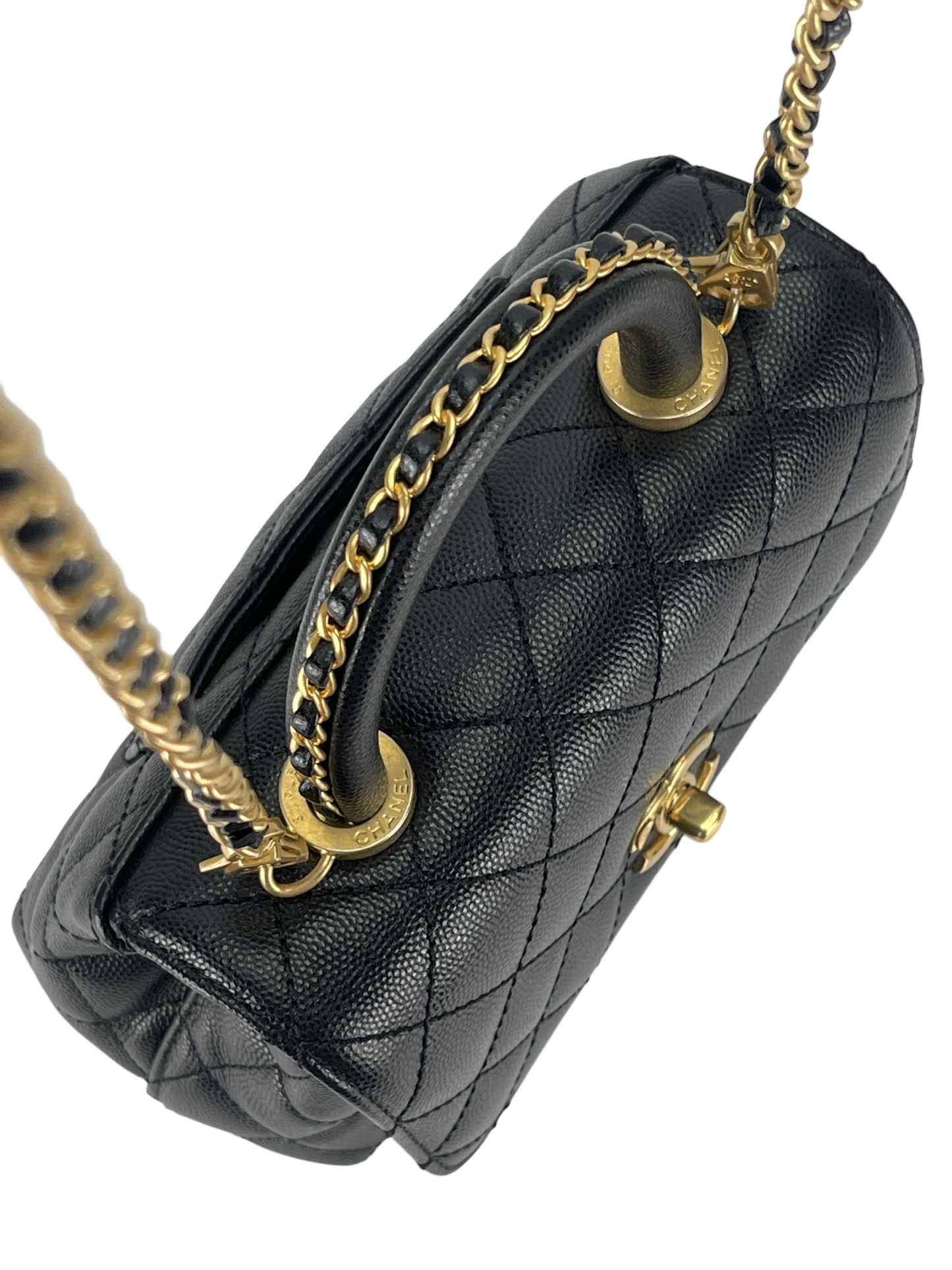 CHANEL - CoCo Handle Small Black Caviar Chain Strap Gold Hardware