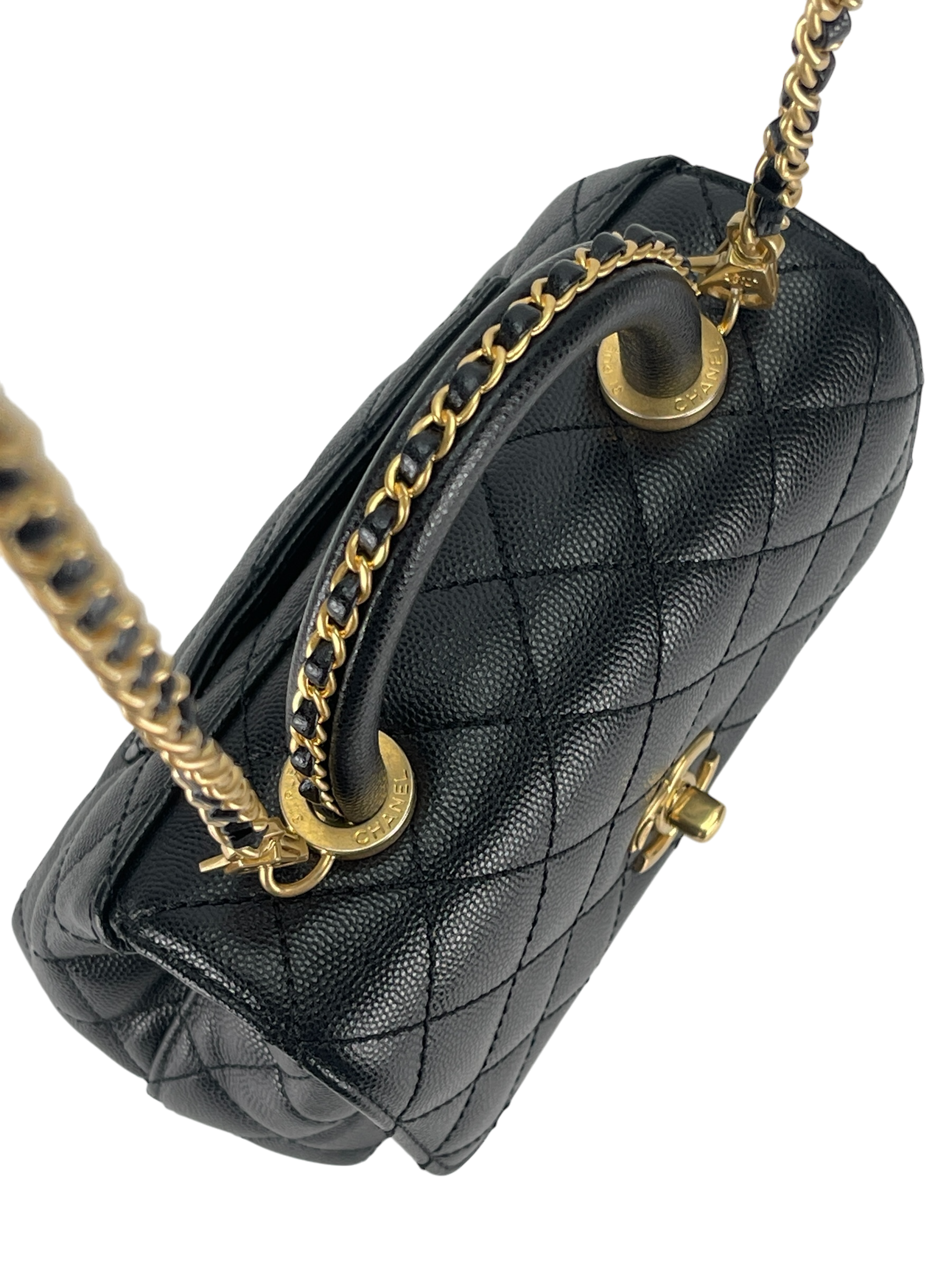 CHANEL - CoCo Handle Small Black Caviar Chain Strap Gold Hardware
