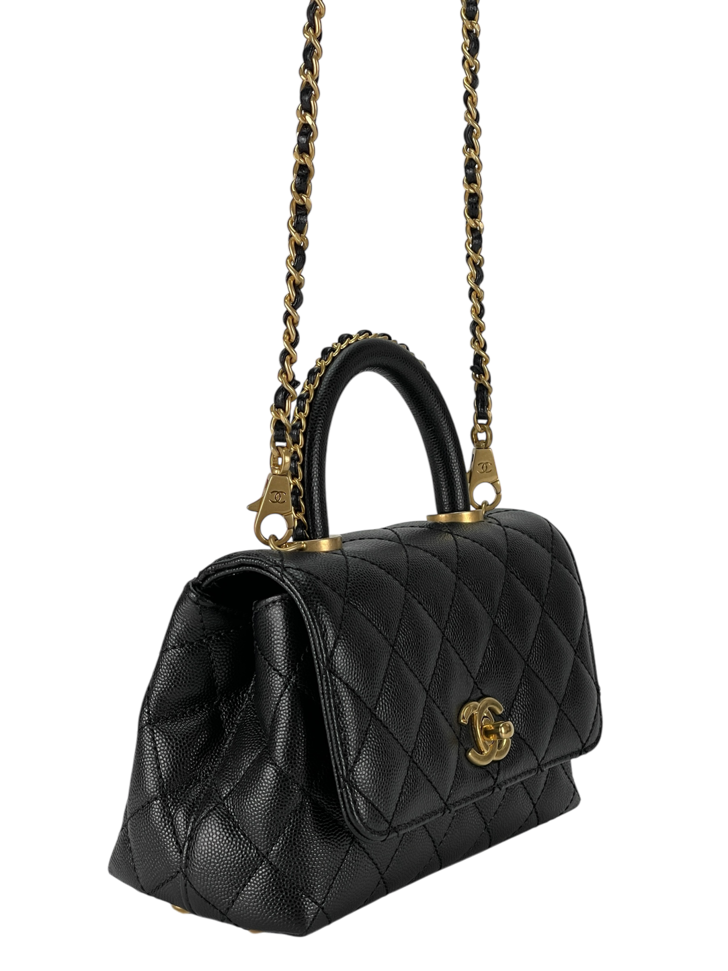 CHANEL - CoCo Handle Small Black Caviar Chain Strap Gold Hardware