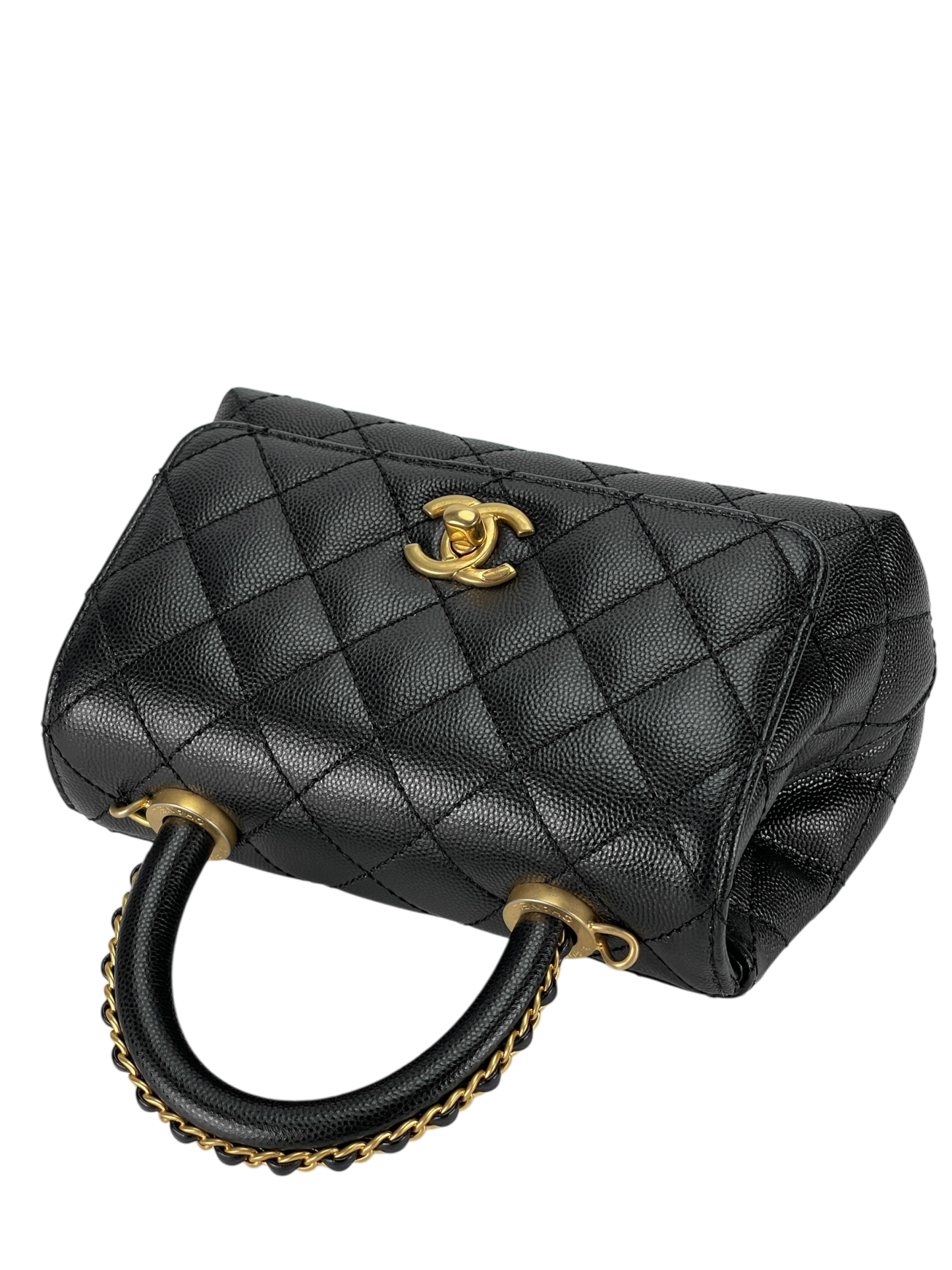 CHANEL - CoCo Handle Small Black Caviar Chain Strap Gold Hardware