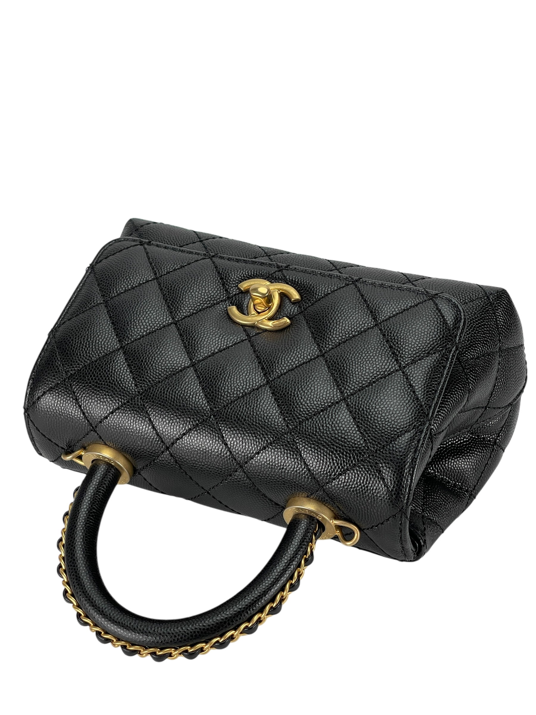 CHANEL - CoCo Handle Small Black Caviar Chain Strap Gold Hardware