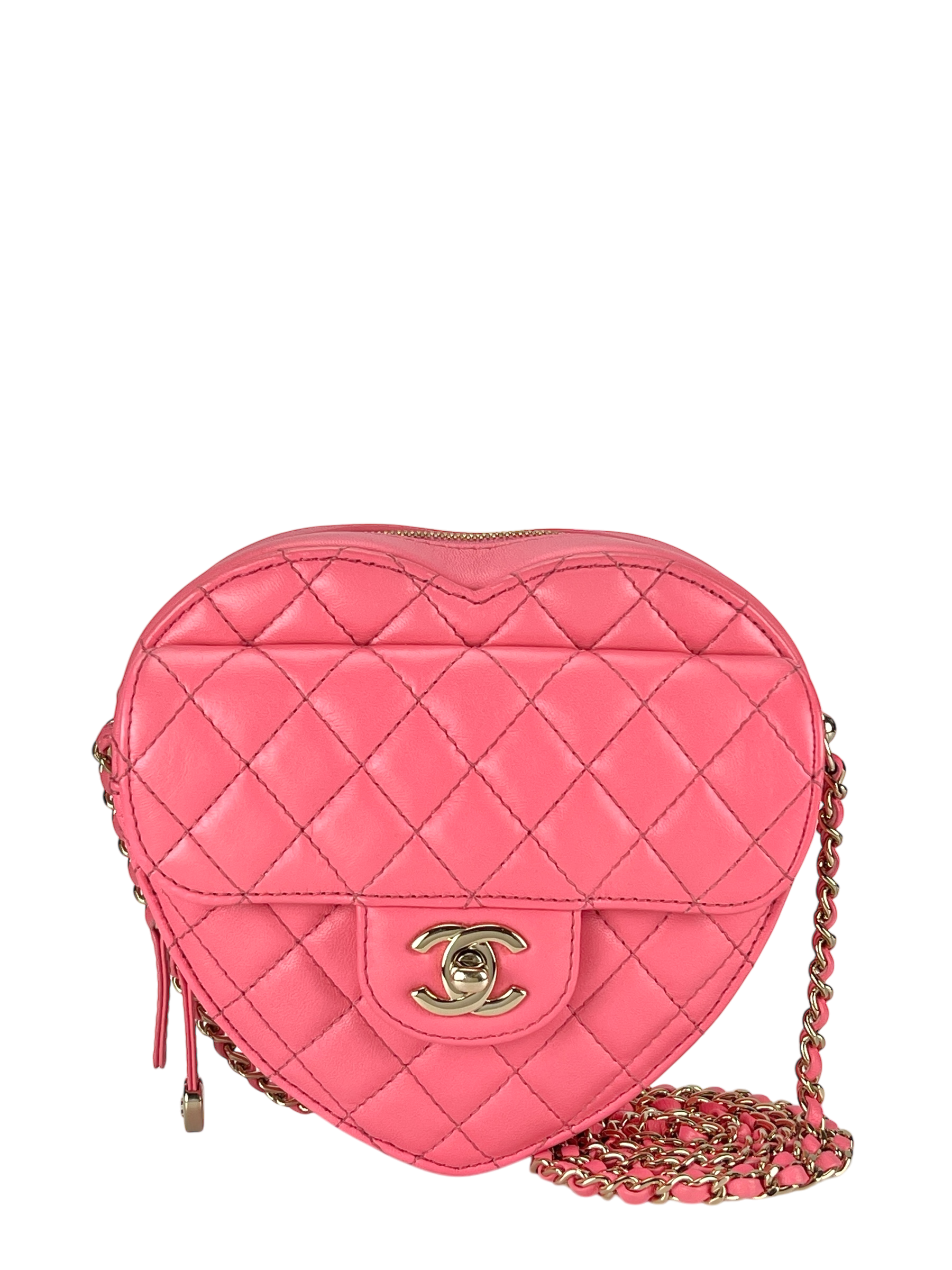 CHANEL -   CC In Love Heart Clutch Pink Lambskin With Chain