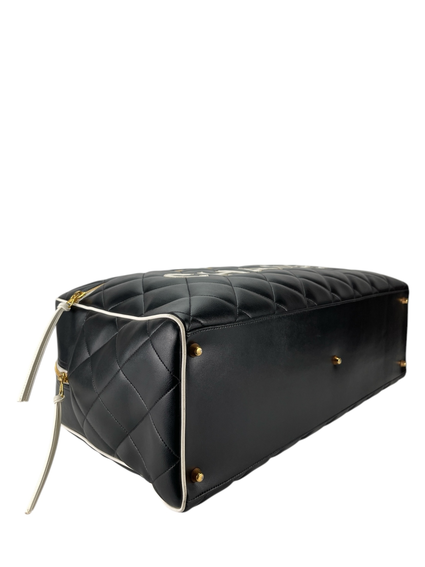 CHANEL - Bowling Bag Travel Bag Boston Bag Black Leather