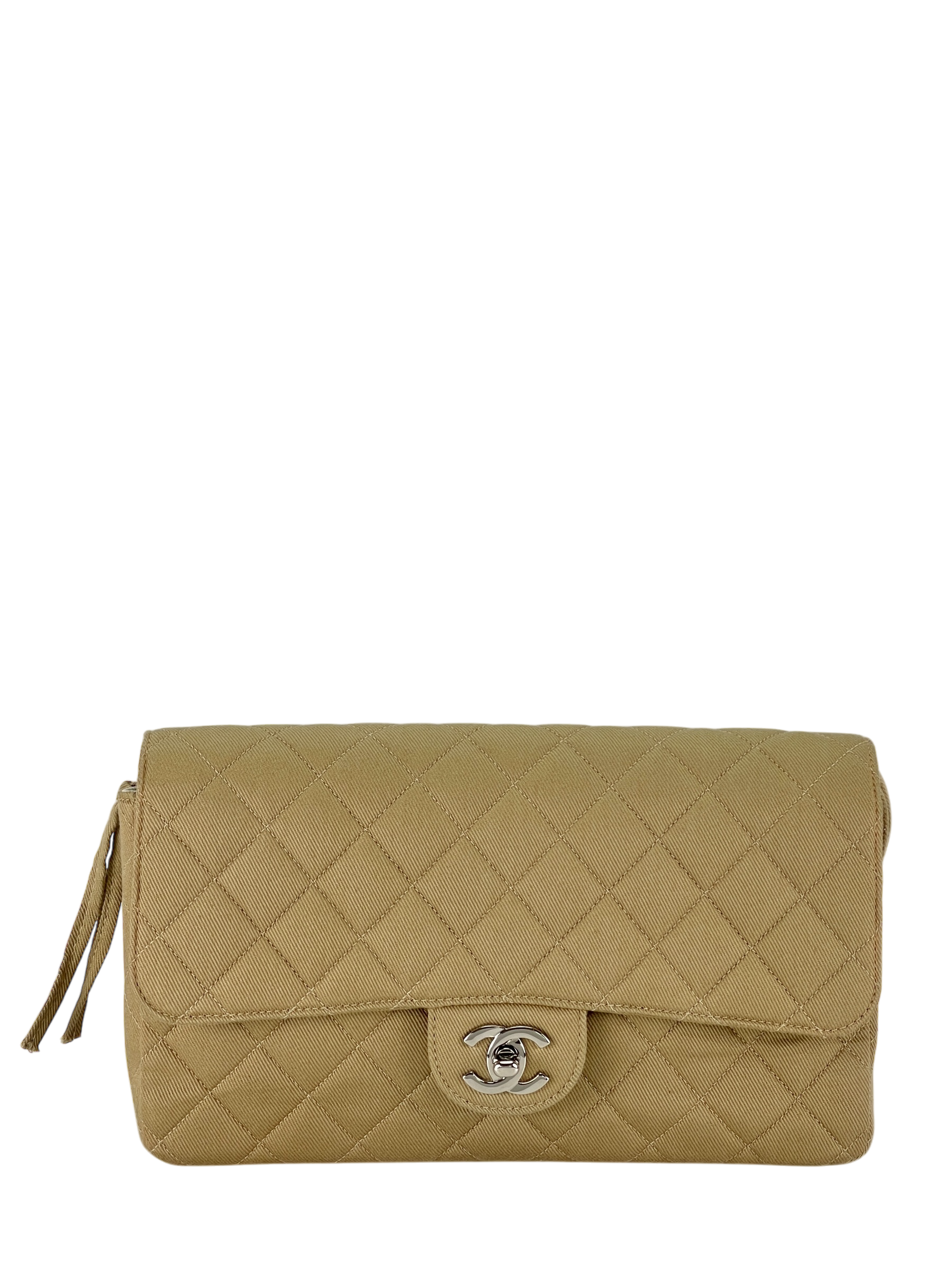 CHANEL - Quilted Flap Backpack Beige Canvas