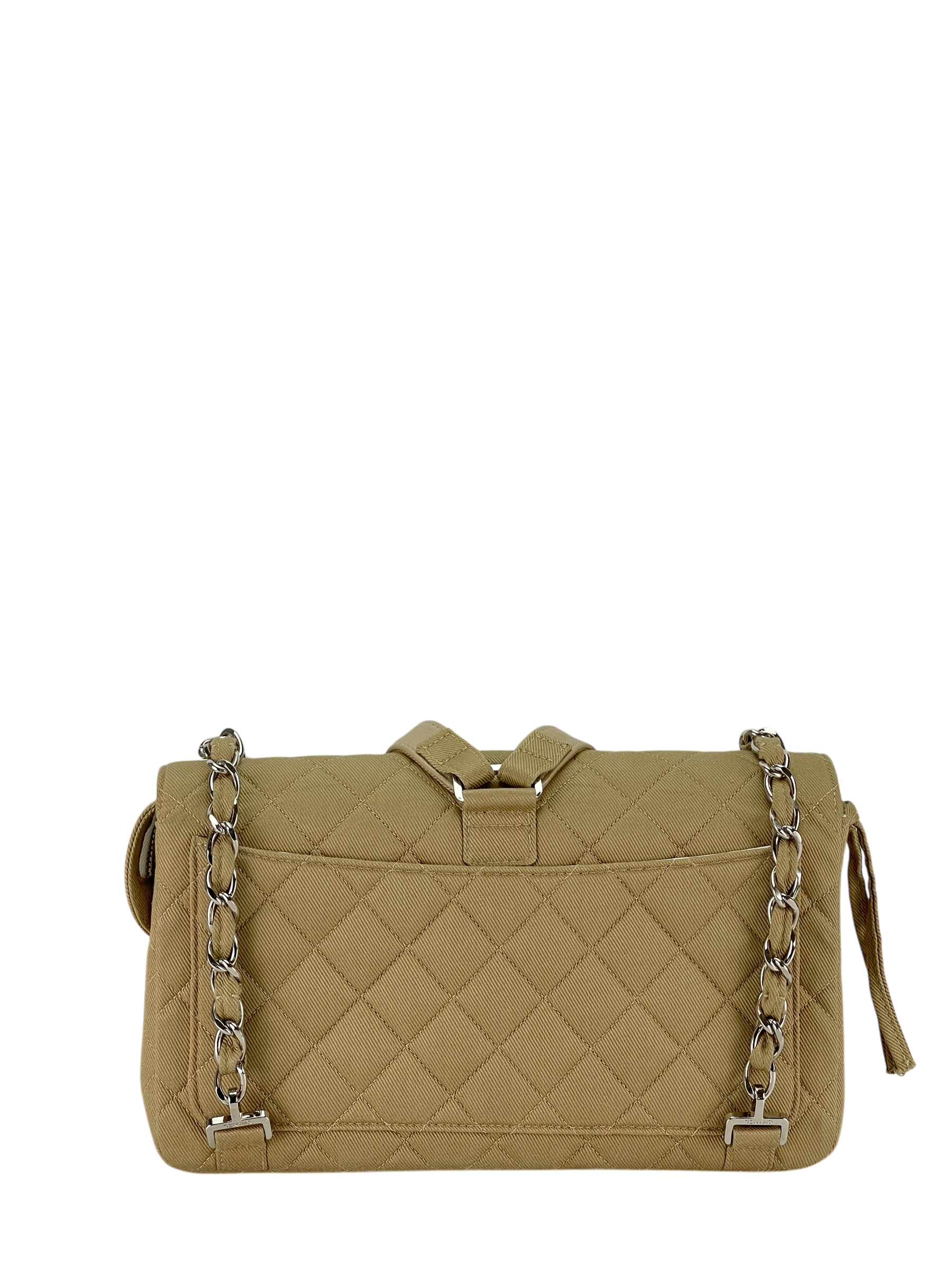 CHANEL - Quilted Flap Backpack Beige Canvas