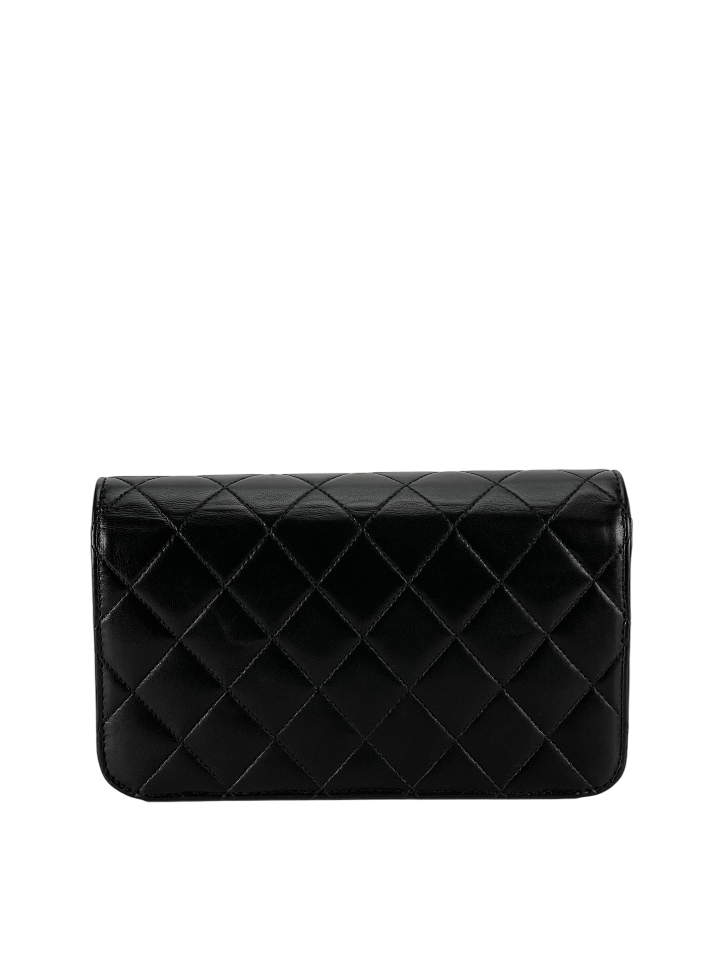 CHANEL - Quilted Full Flap Chain Shoulder Bag Purse Black Lambskin