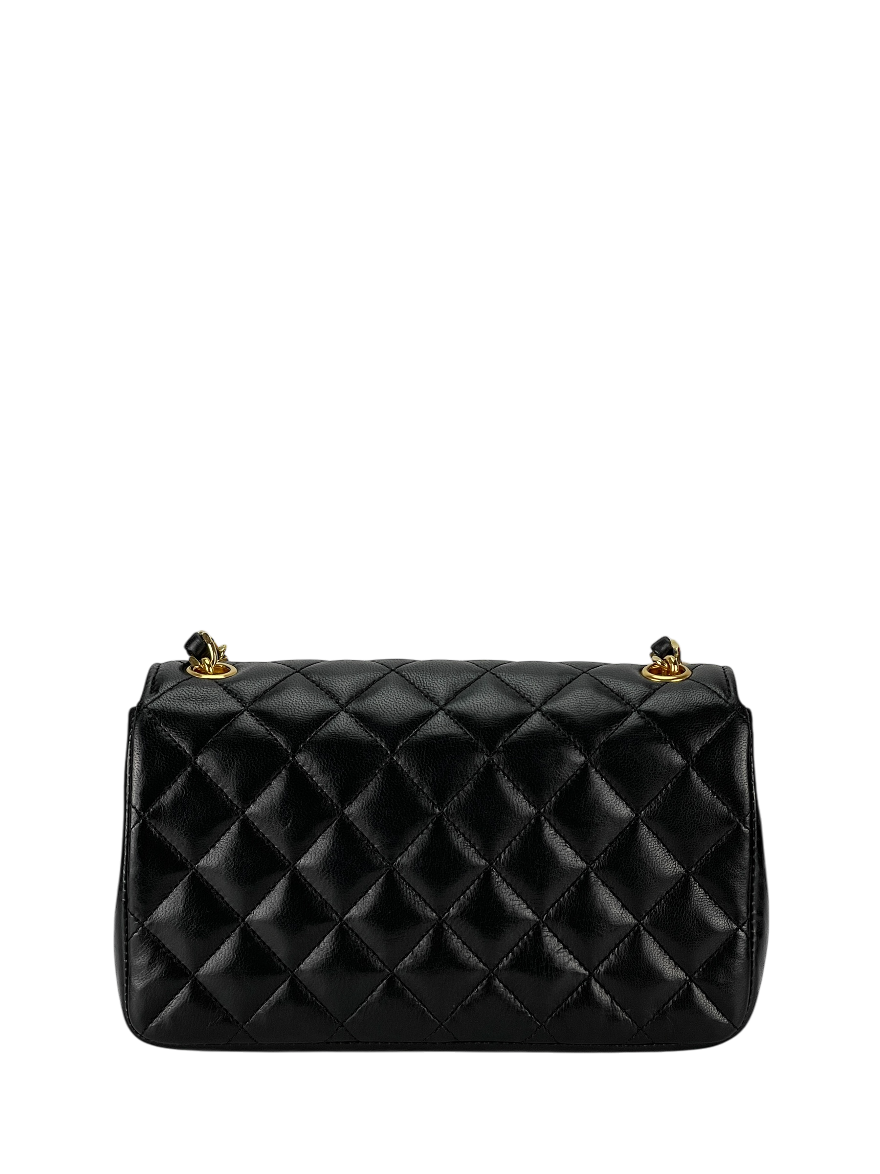 CHANEL - Quilted Single Flag Bag Black Lambskin