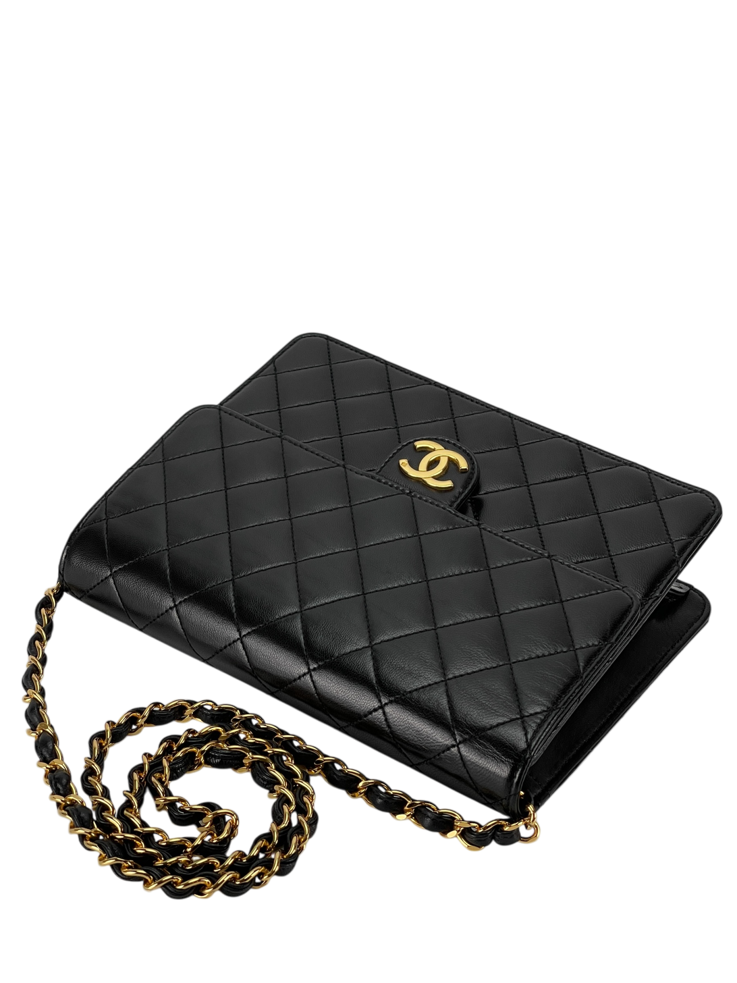 CHANEL - Turnlock Small Half Flap Shoulder Black Lambskin