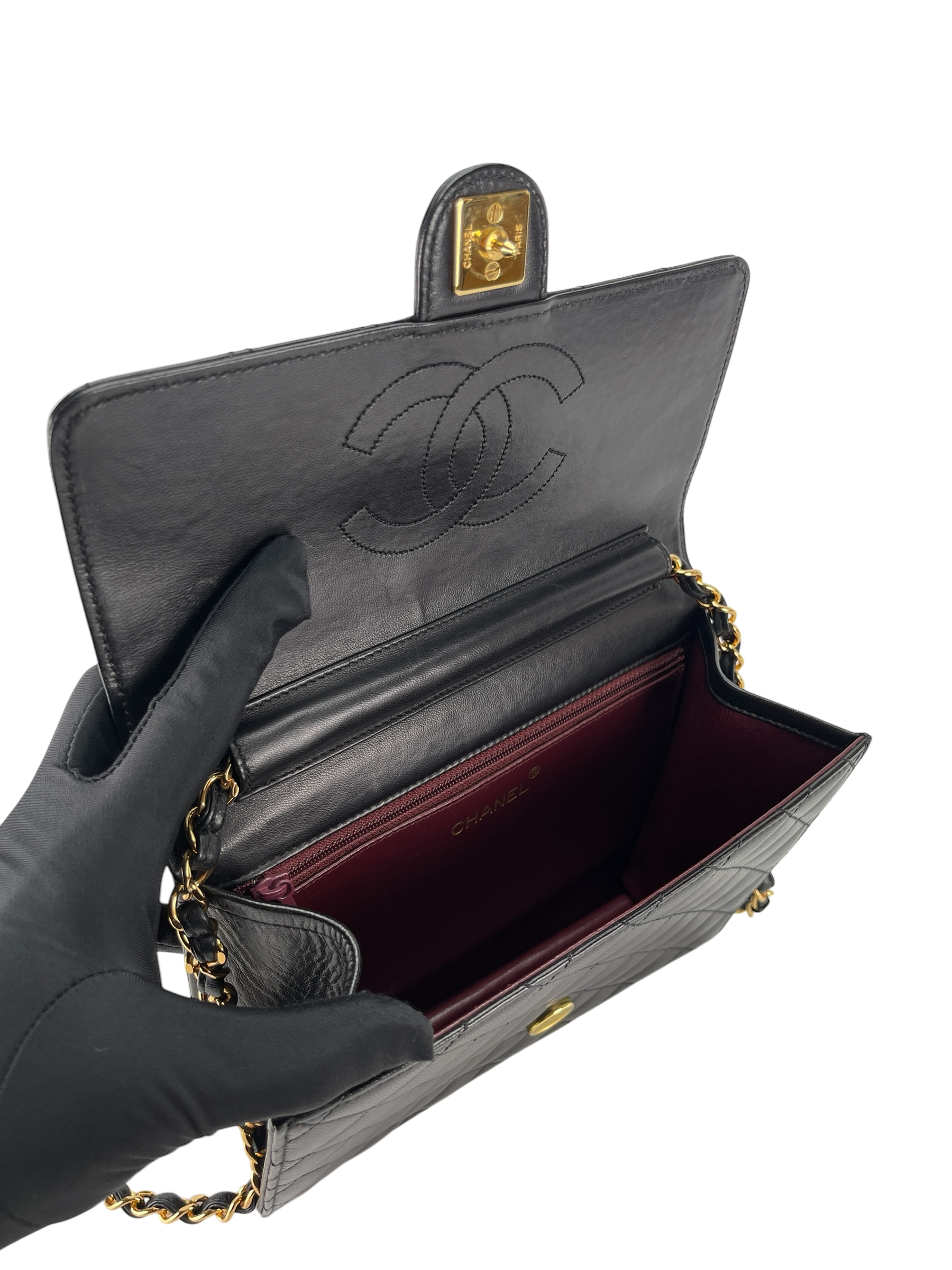 CHANEL - Turnlock Small Half Flap Shoulder Black Lambskin