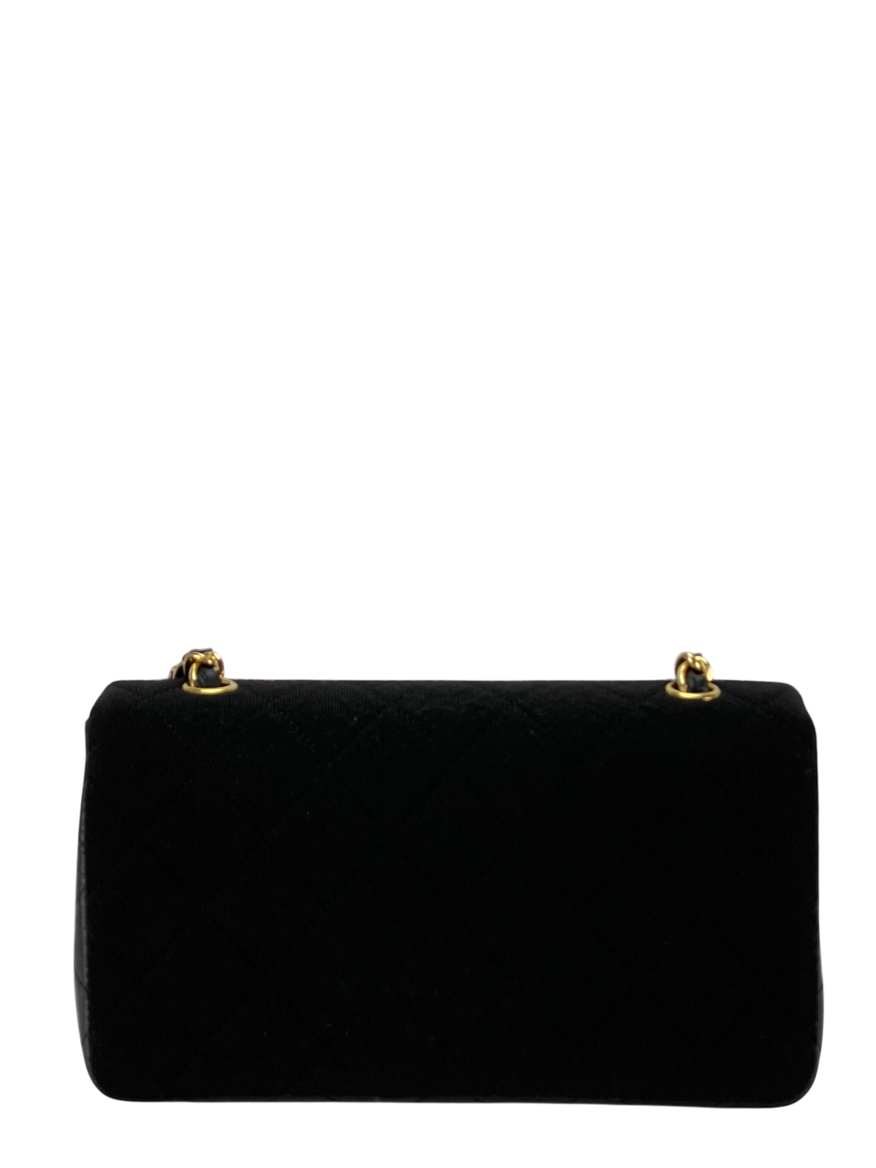 CHANEL - Single Flap Black Canvas Lambskin