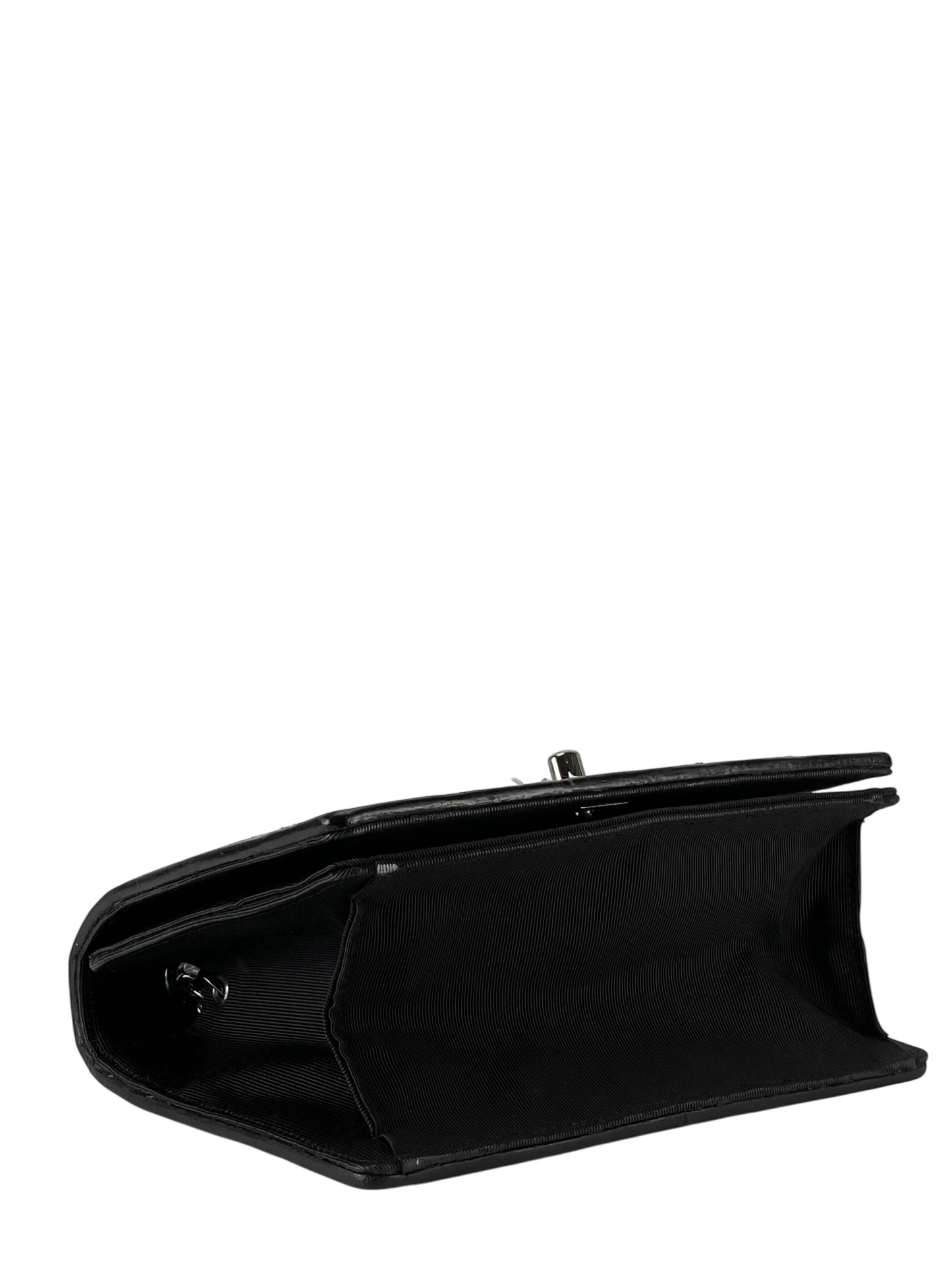 CHANEL - Surpique Chevron Flap Black Calfskin