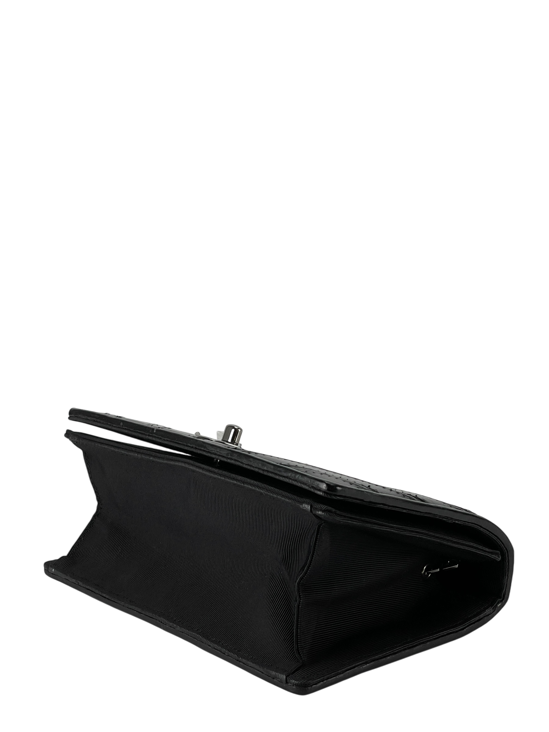 CHANEL - Surpique Chevron Flap Black Calfskin