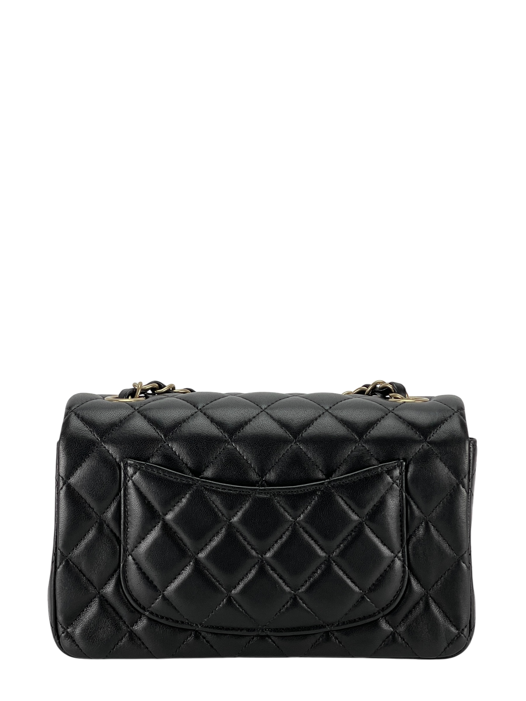 CHANEL - Quilted Mini Rectangular Flap Black Lambskin