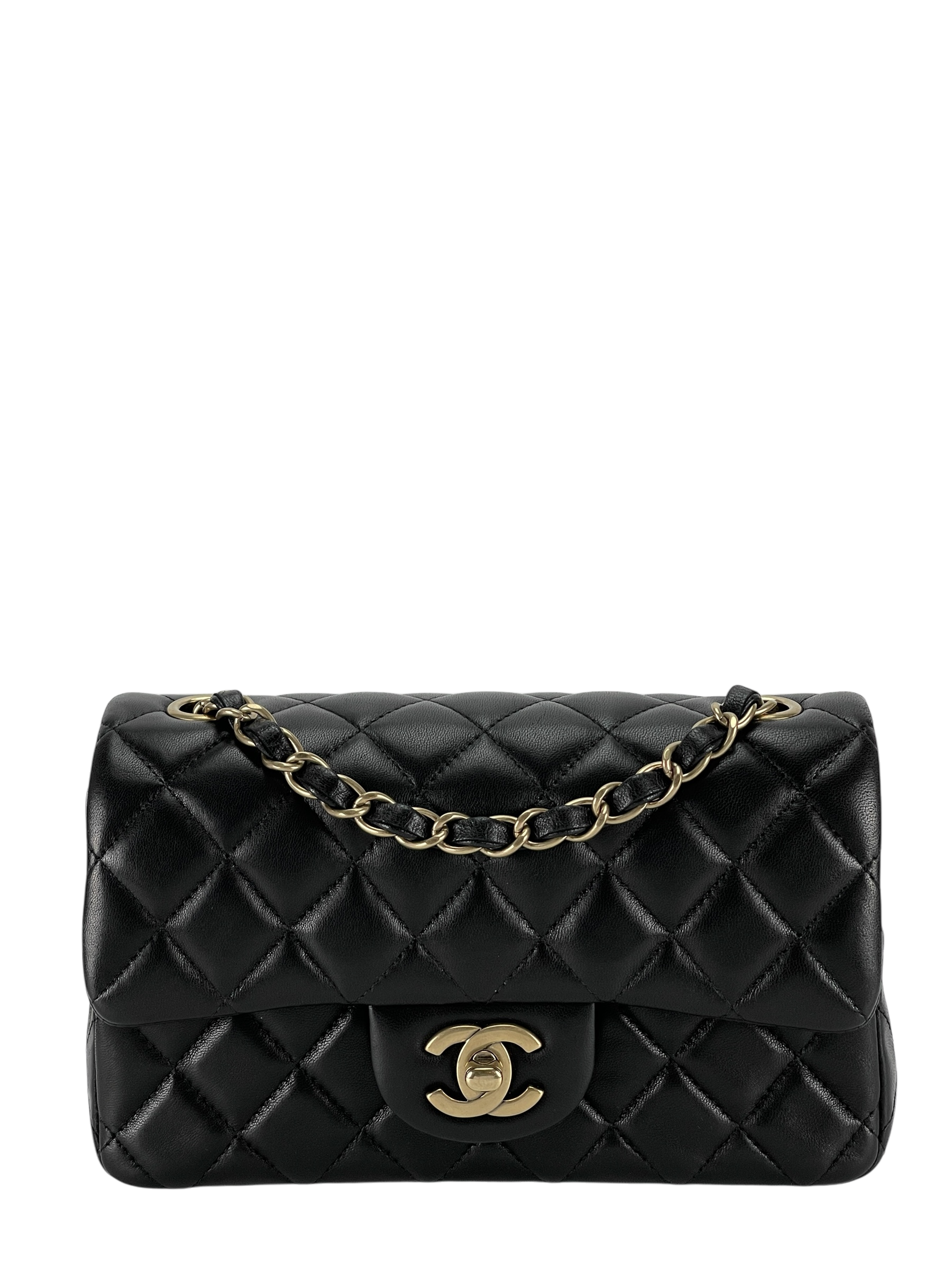 CHANEL - Quilted Mini Rectangular Flap Black Lambskin