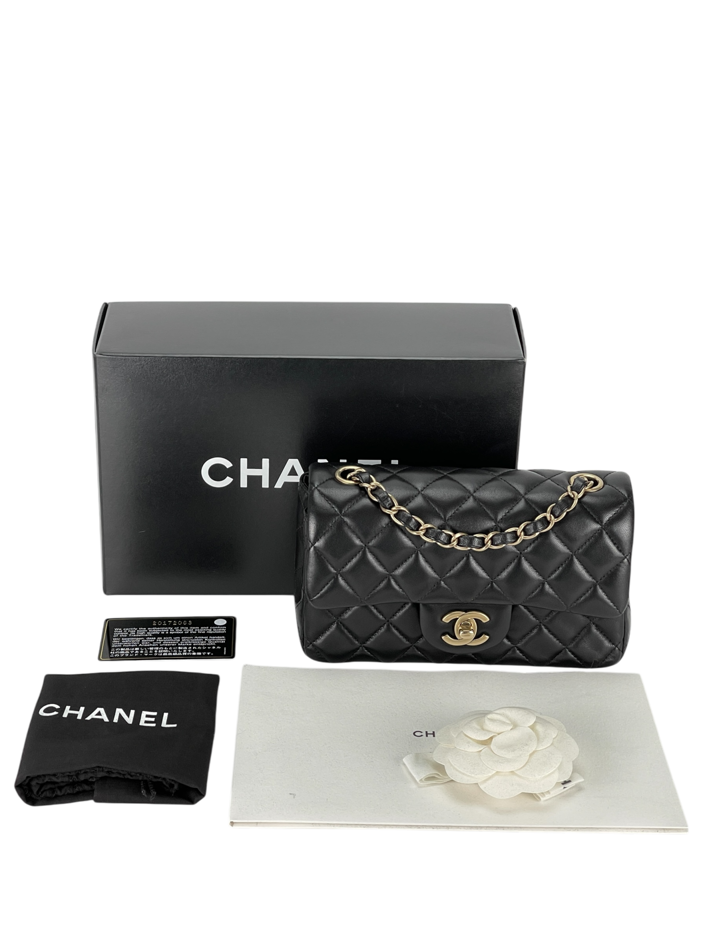 CHANEL - Quilted Mini Rectangular Flap Black Lambskin