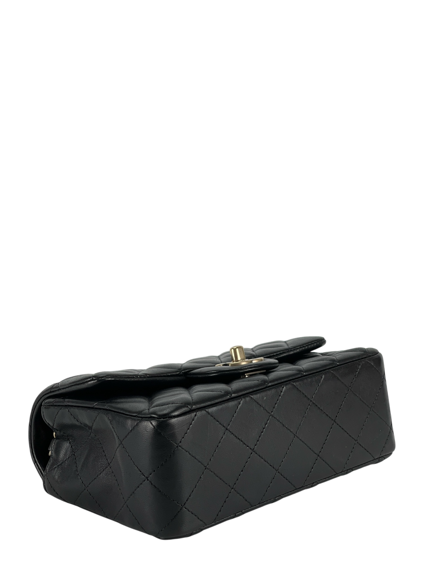 CHANEL - Quilted Mini Rectangular Flap Black Lambskin