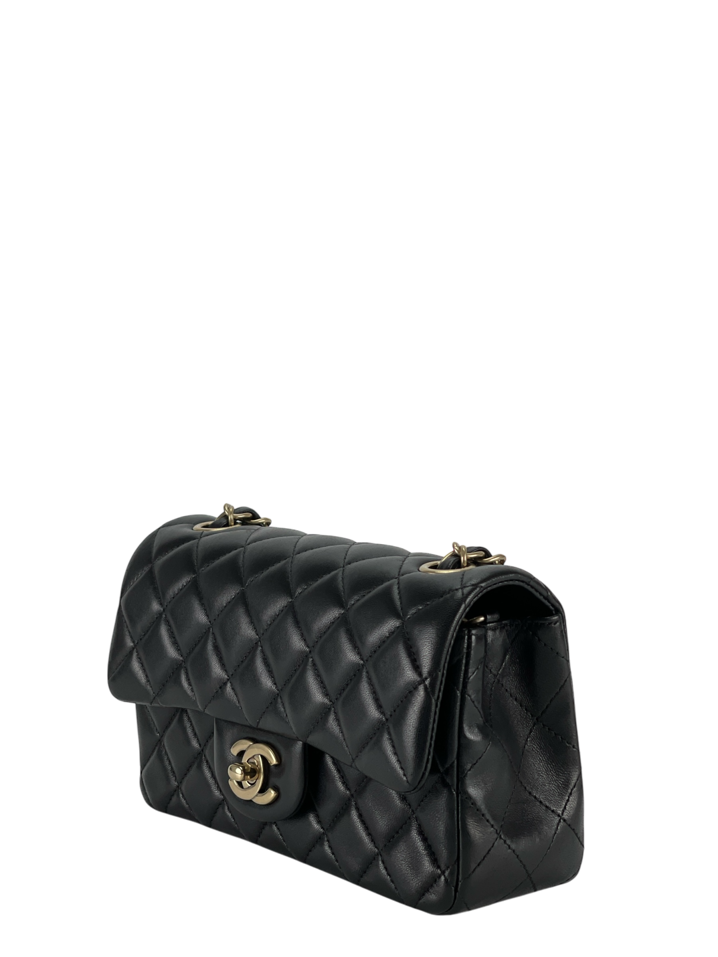 CHANEL - Quilted Mini Rectangular Flap Black Lambskin