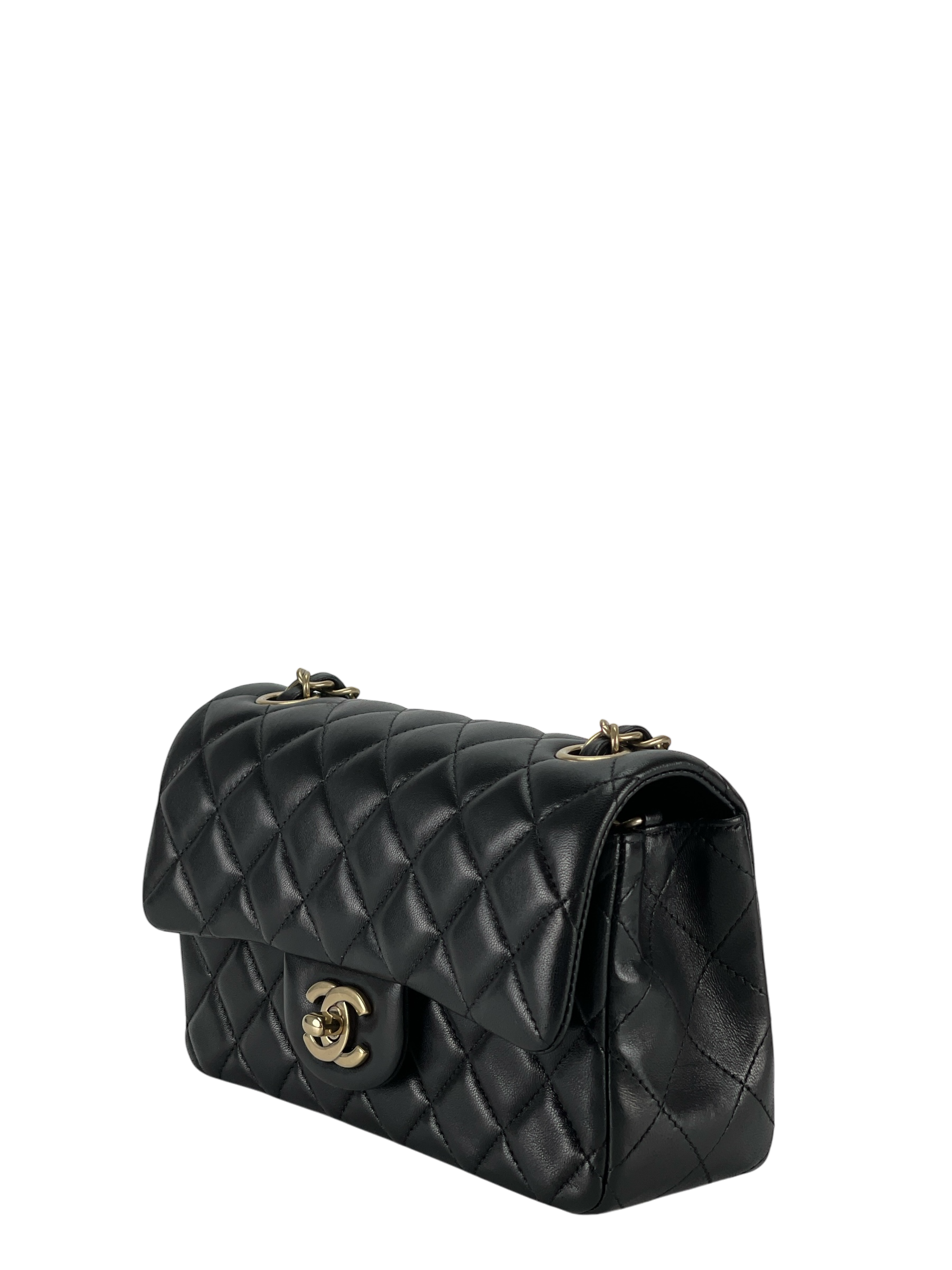CHANEL - Quilted Mini Rectangular Flap Black Lambskin