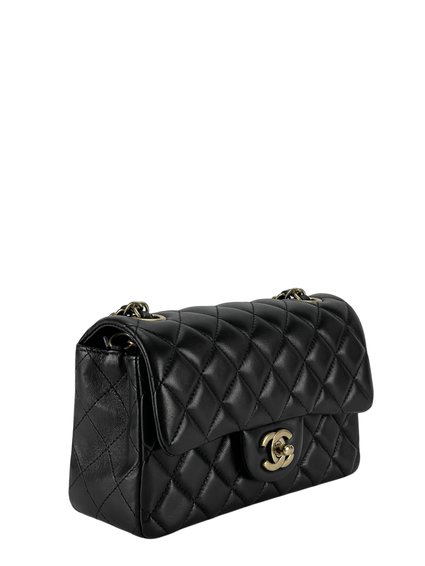 CHANEL - Quilted Mini Rectangular Flap Black Lambskin