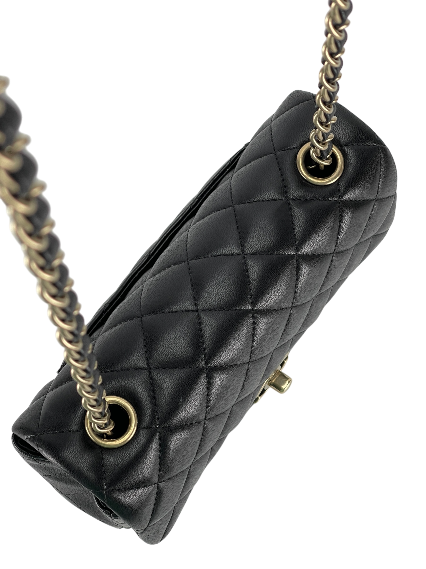 CHANEL - Quilted Mini Rectangular Flap Black Lambskin