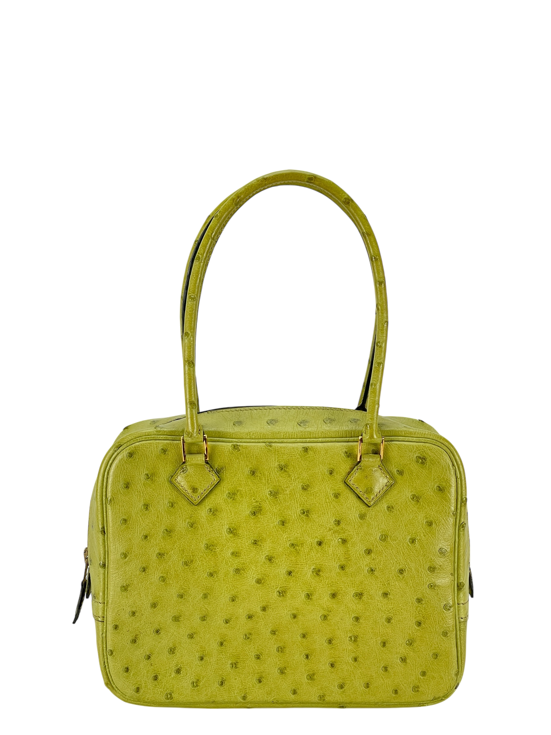 HERMES - Mini Plume 28 66 Vert Anis Ostrich Gold Hardware