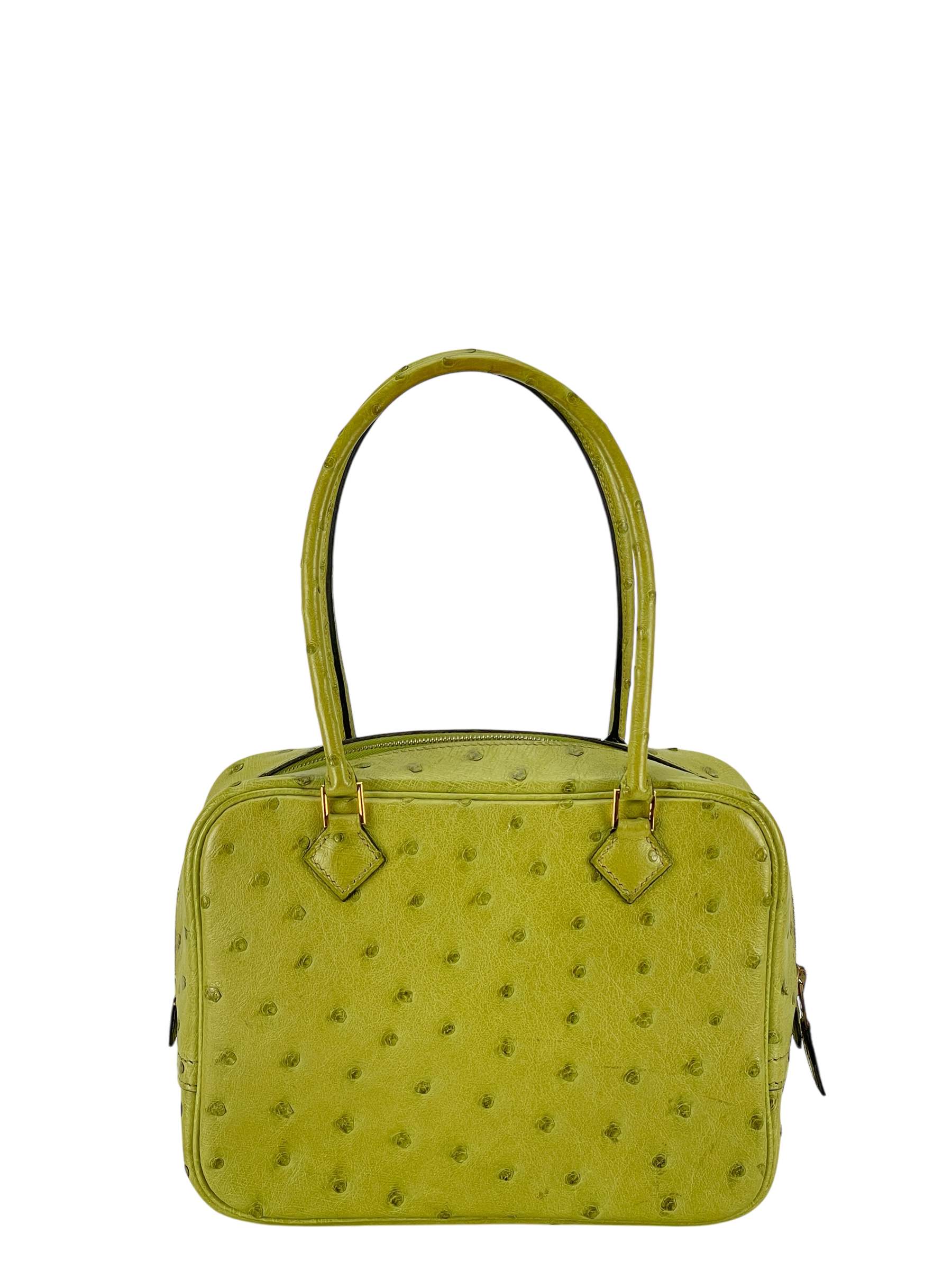 HERMES - Mini Plume 28 66 Vert Anis Ostrich Gold Hardware