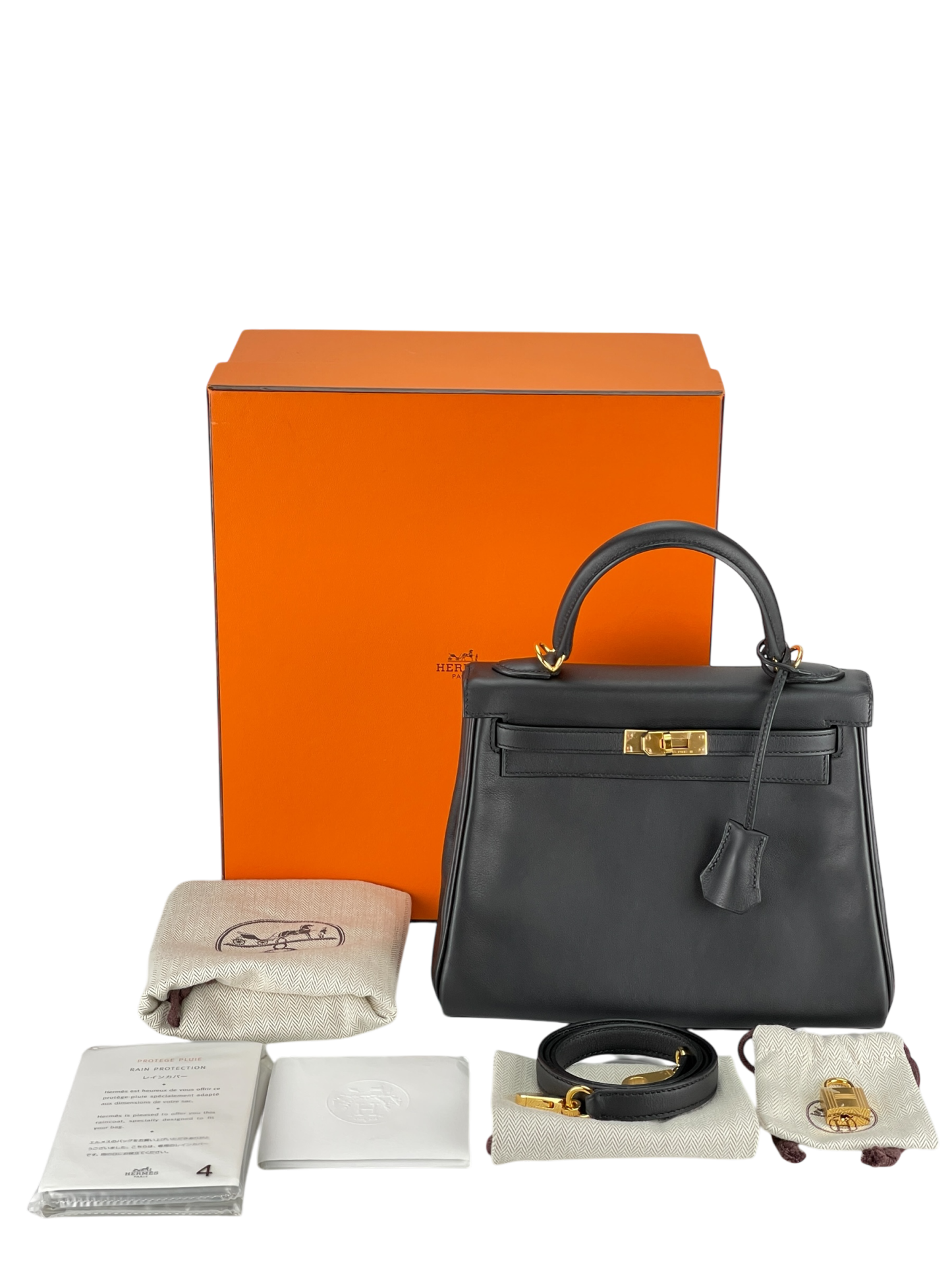 HERMES - Kelly 25 Black Swift Gold Hardware