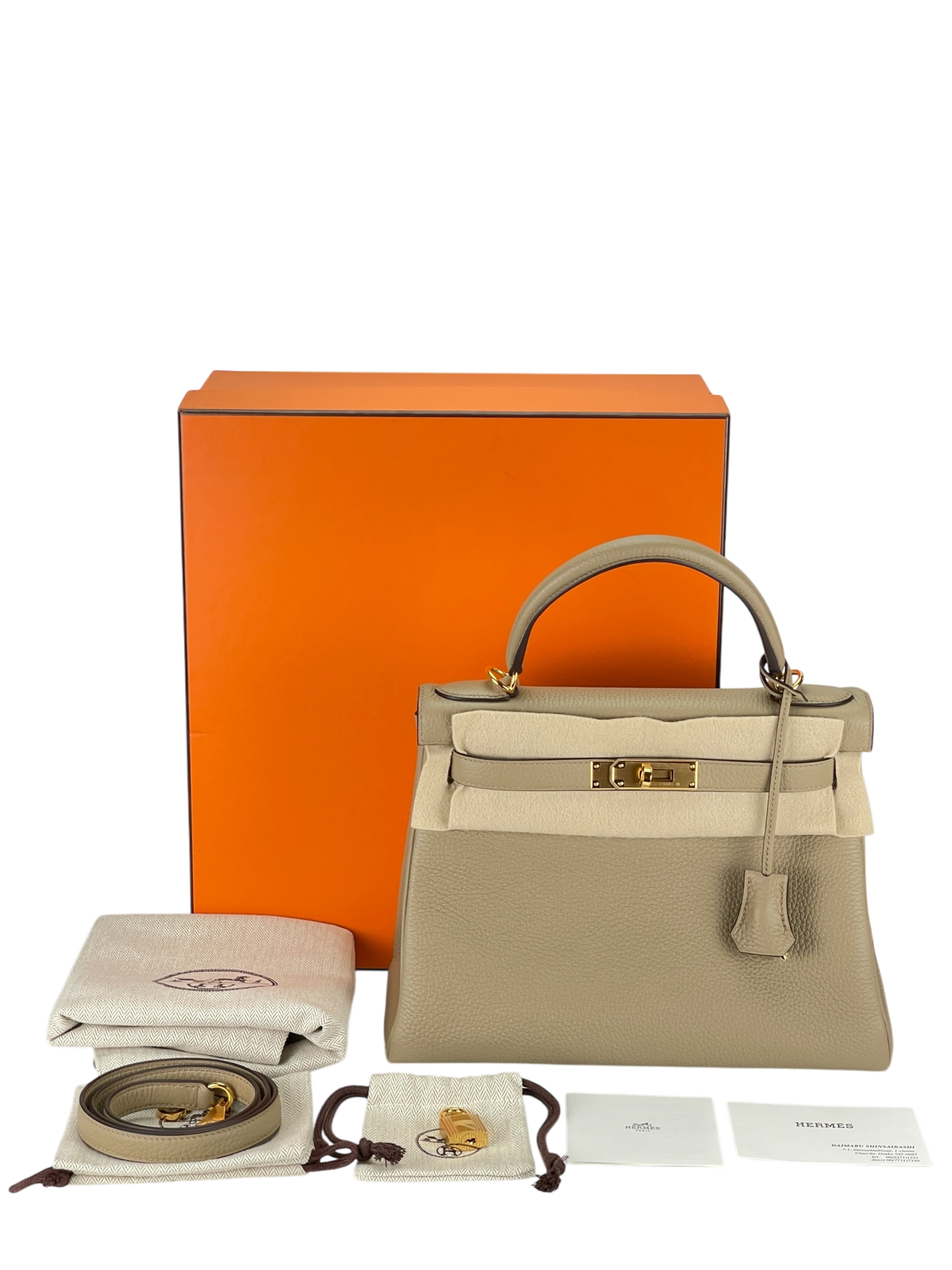 HERMES - Kelly 28 8Q Beige Marfa Gold TC Gold Hardware