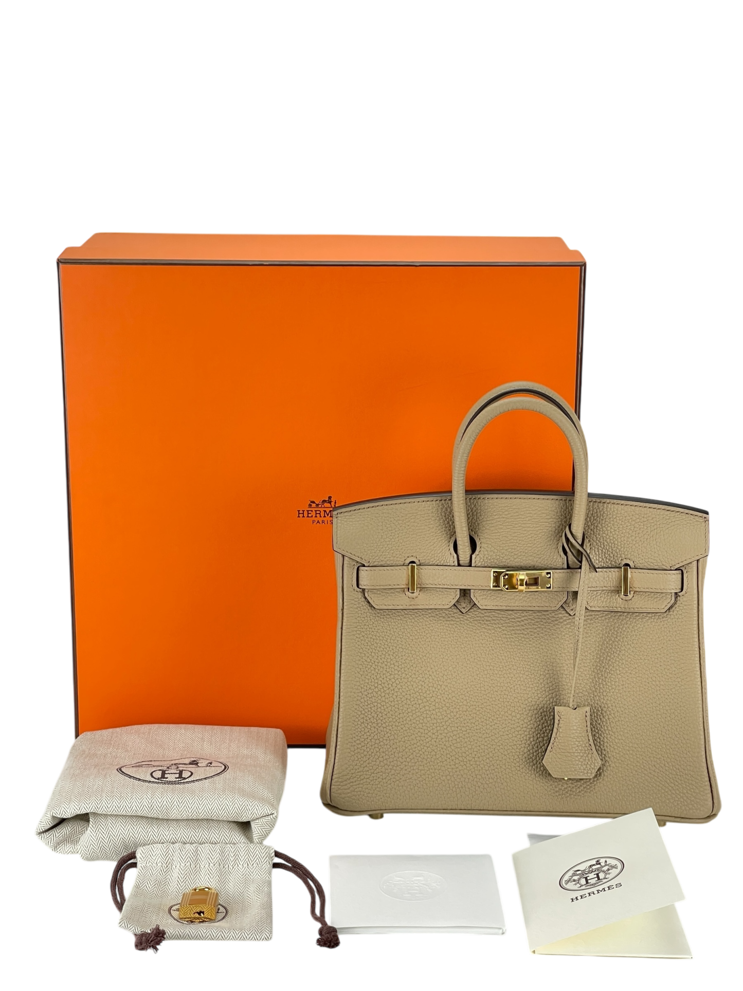 HERMES - Birkin 25 8Q Beige Marfa Togo Gold Hardware