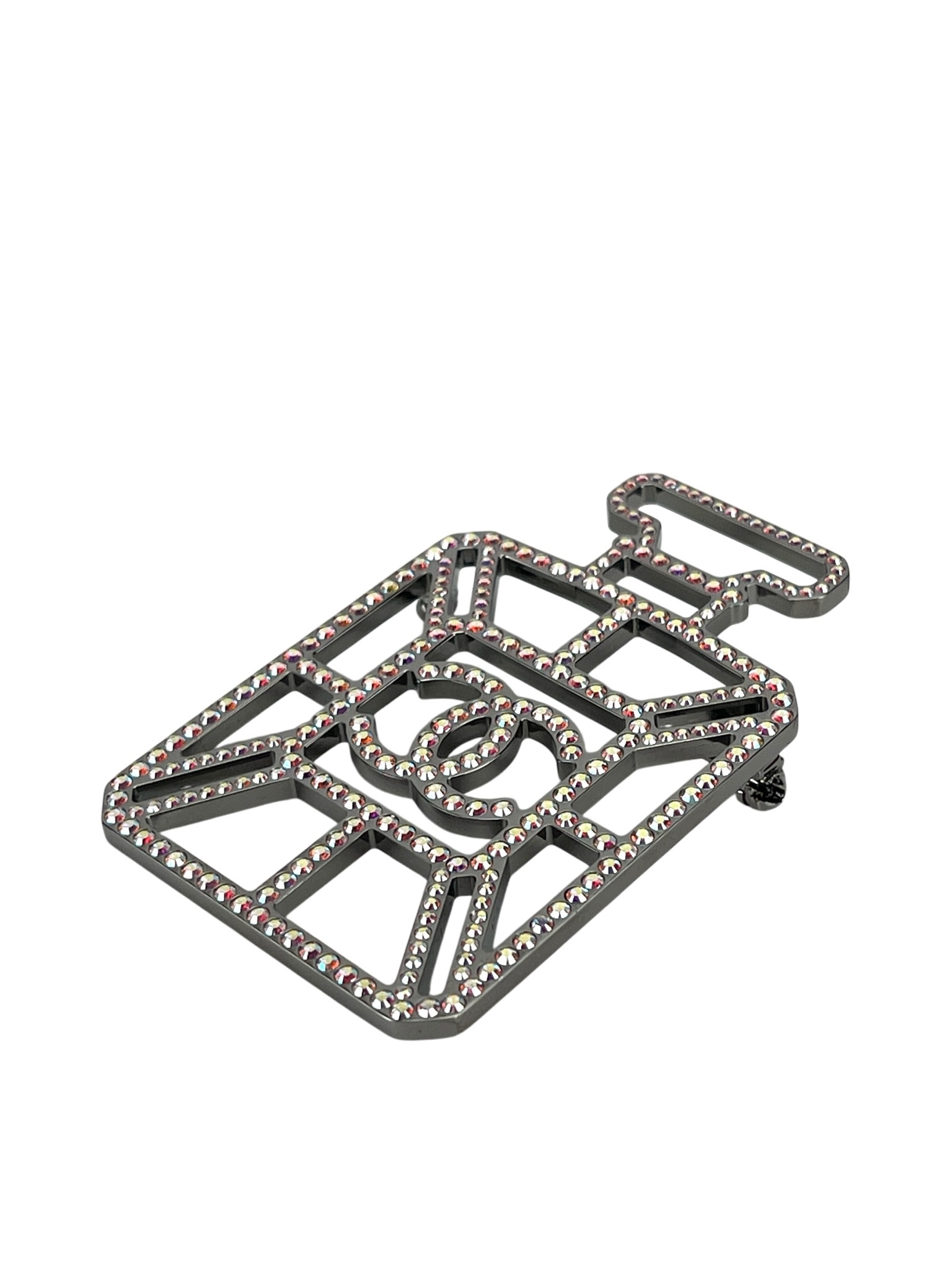 CHANEL - 17B CC Logo Crystal PerfumeBottle Brooch