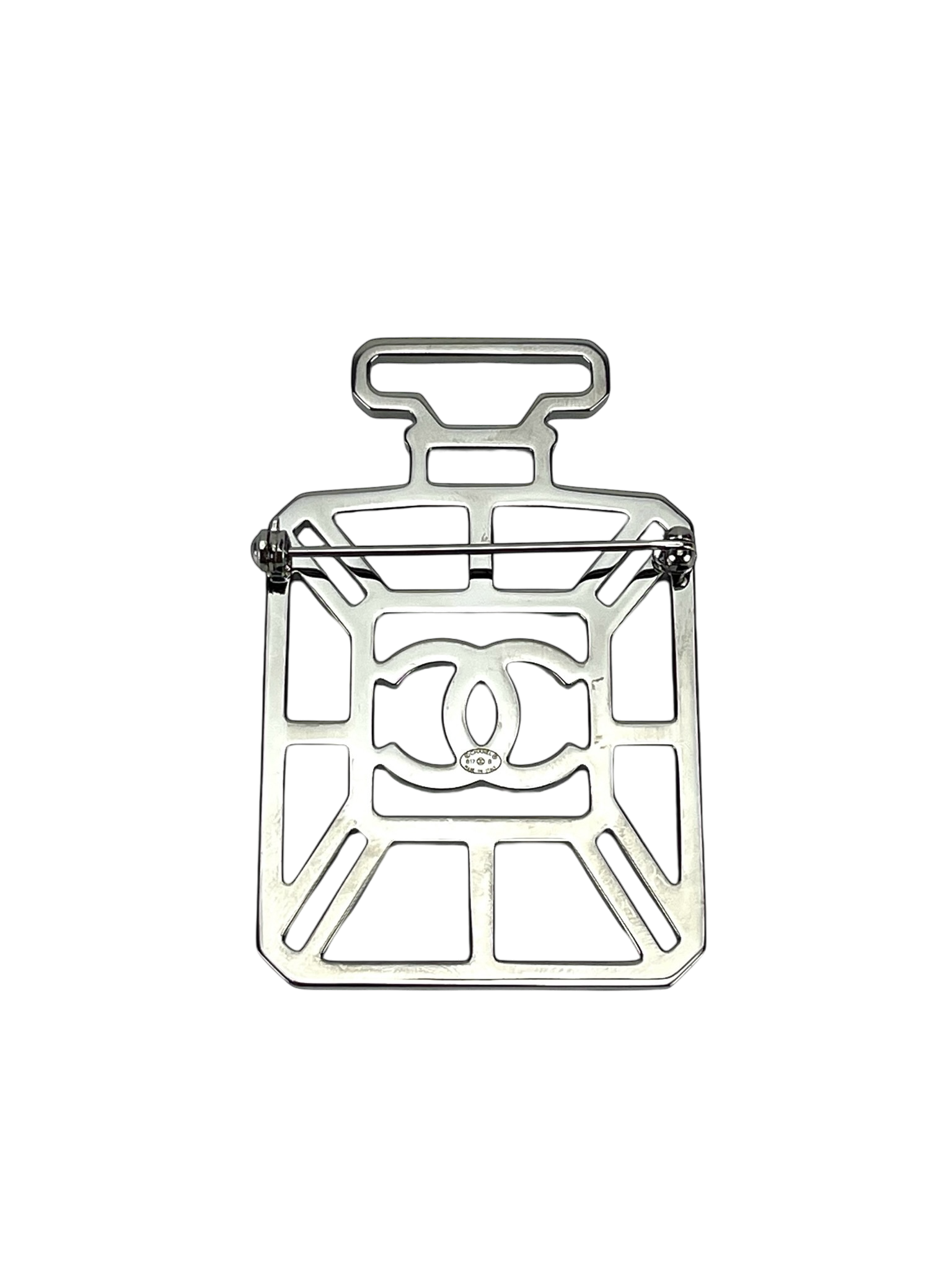 CHANEL - CC Logo Crystal Perfume Bottle Brooch