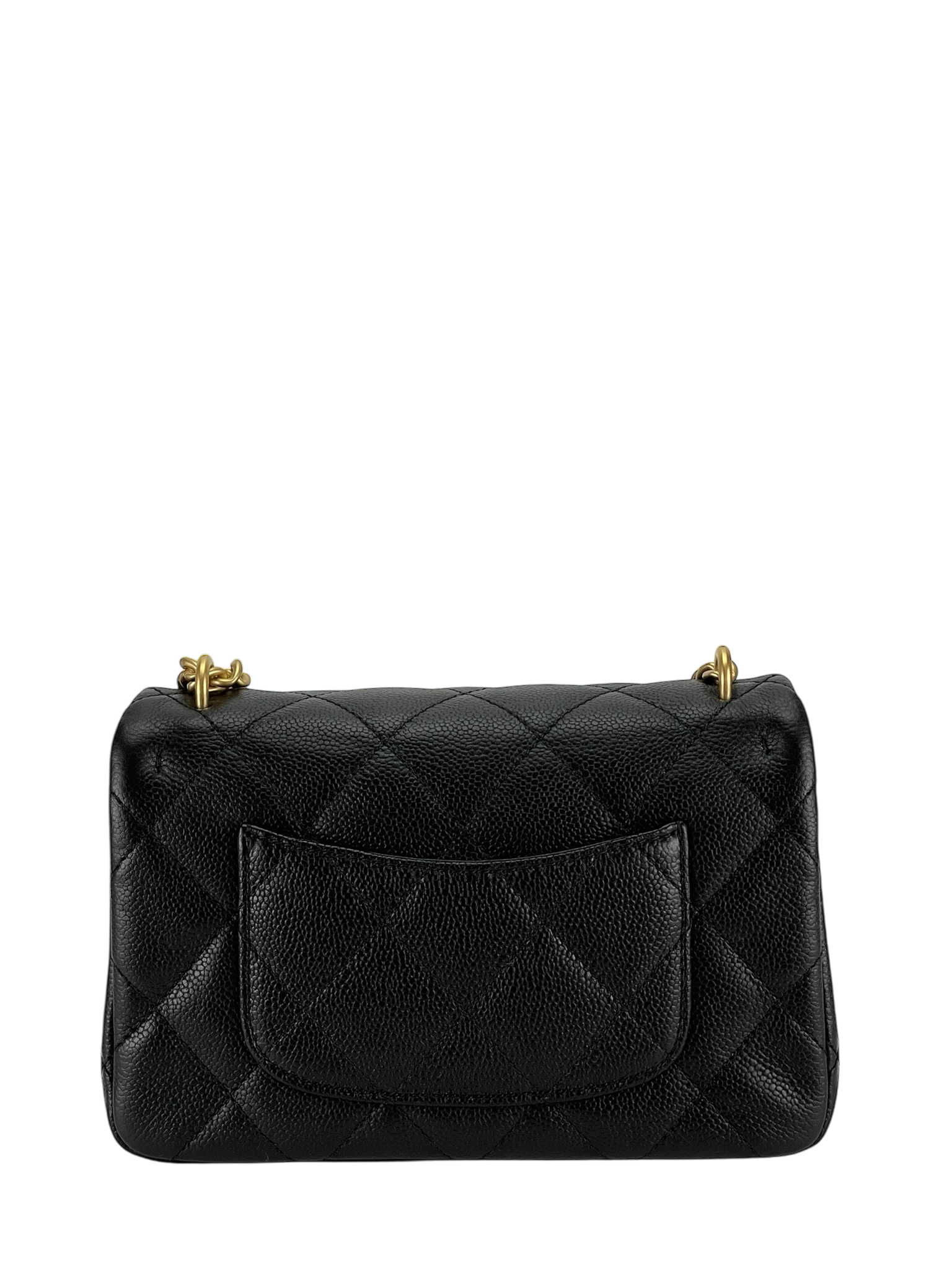 CHANEL - 24P Mini Classic Flap Bag Heart Black Caviar 
