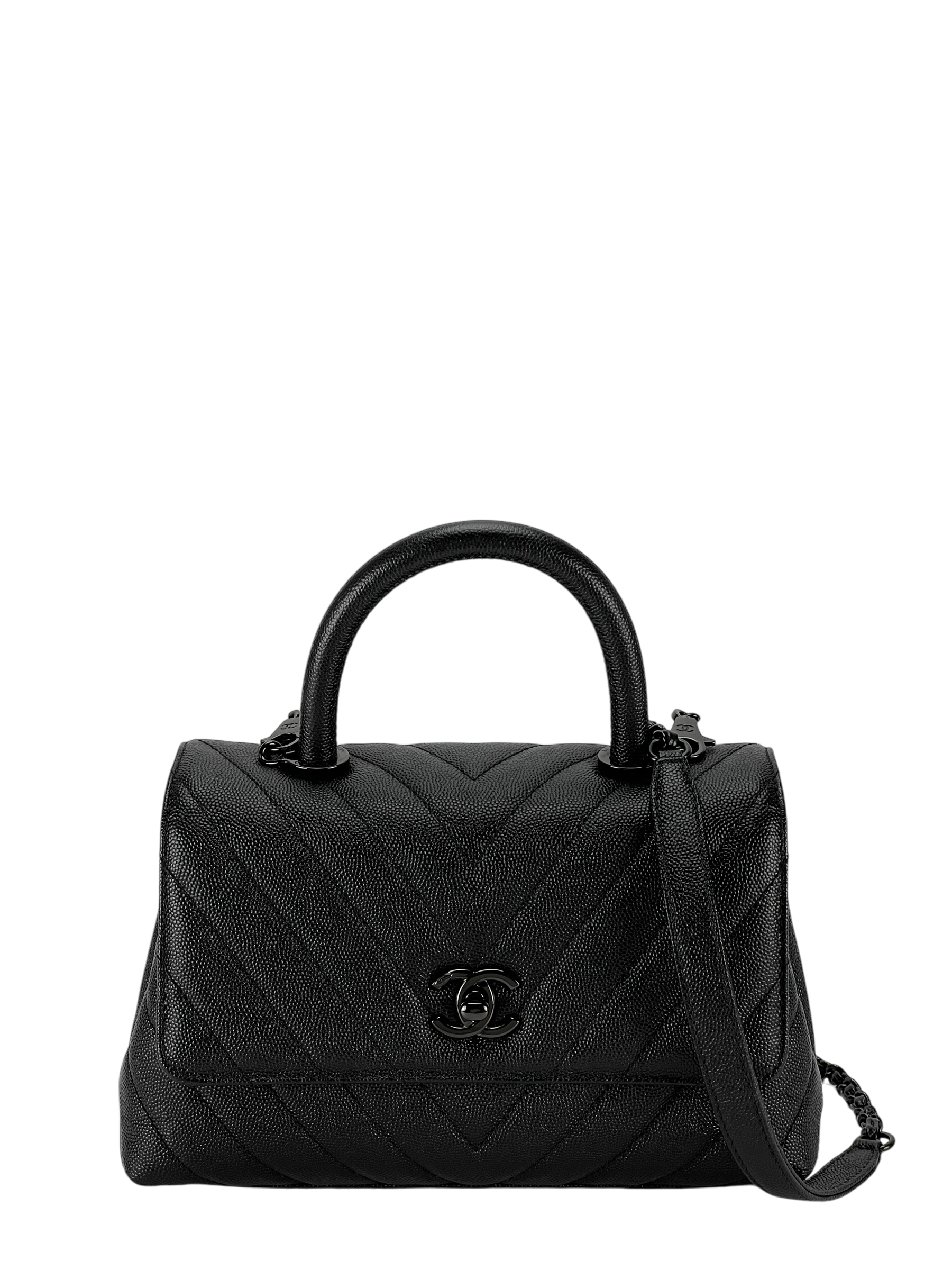 シャネル - ソー ブラック ココ ハンドル スモール キャビア Vステッチ