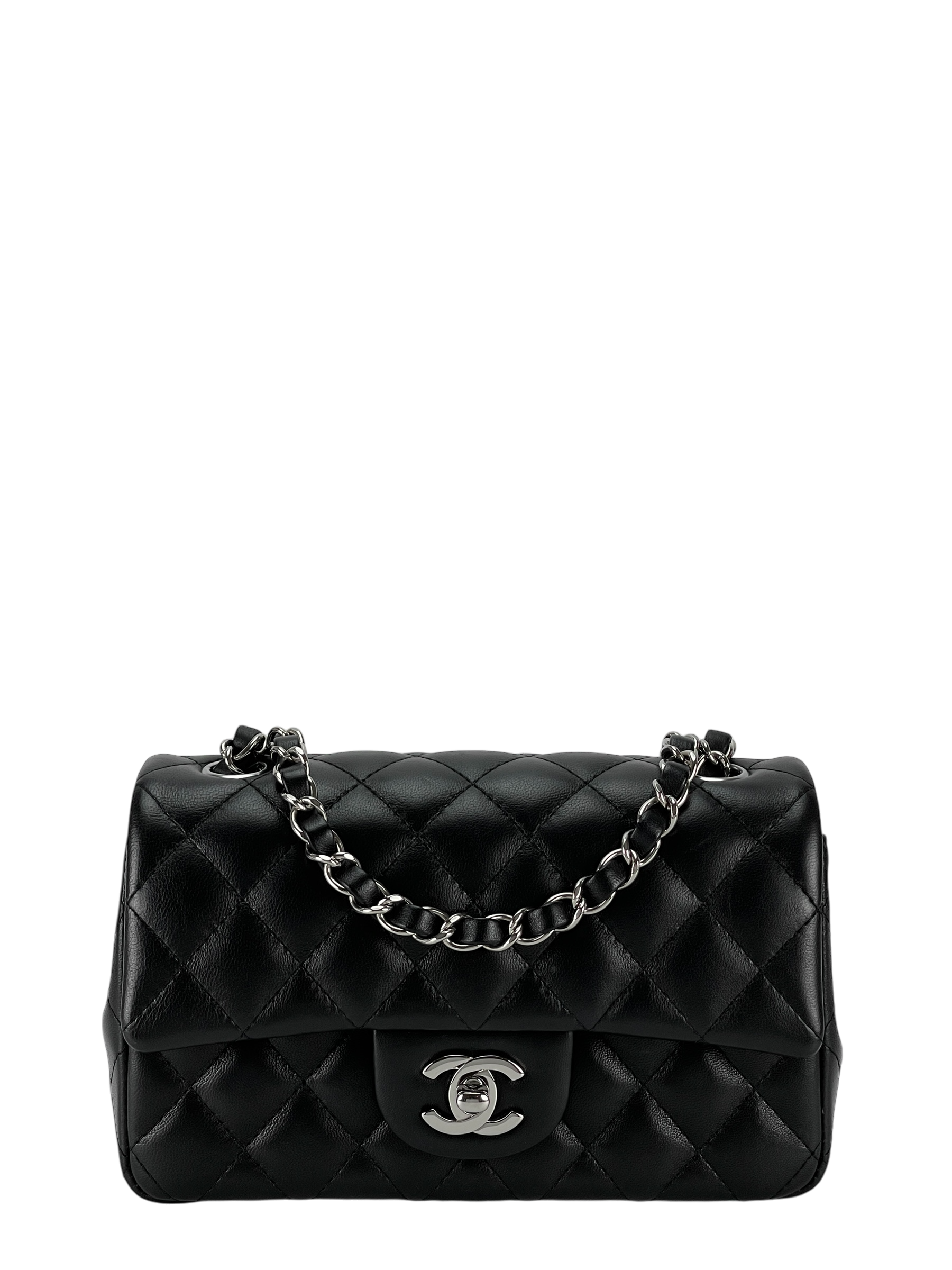 CHANEL - Lambskin Mini Matlasse Chain Black IC Tip Shoulder Bag
